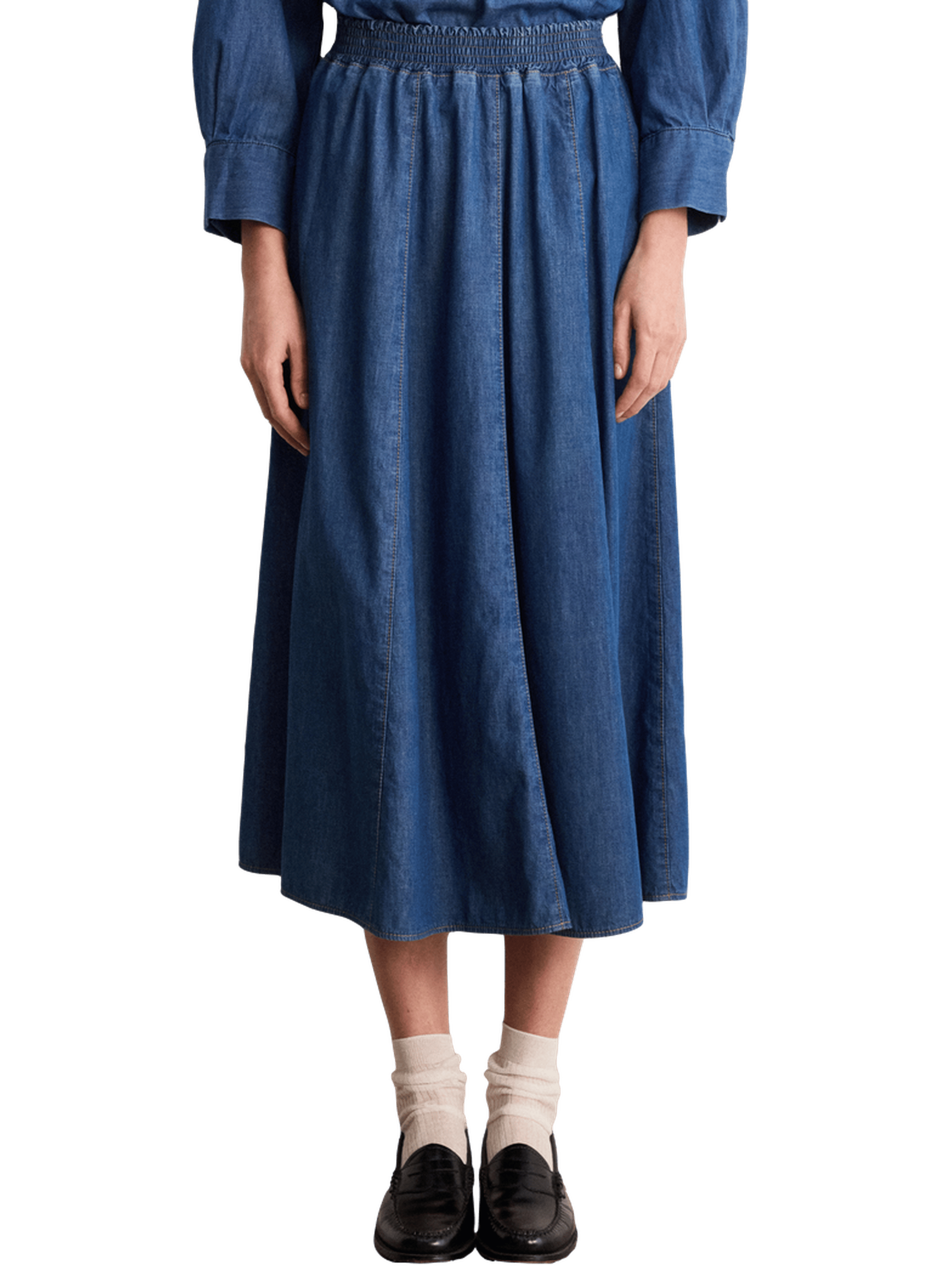 Jupe midi en denim plissé - ninae PABLO Bleu