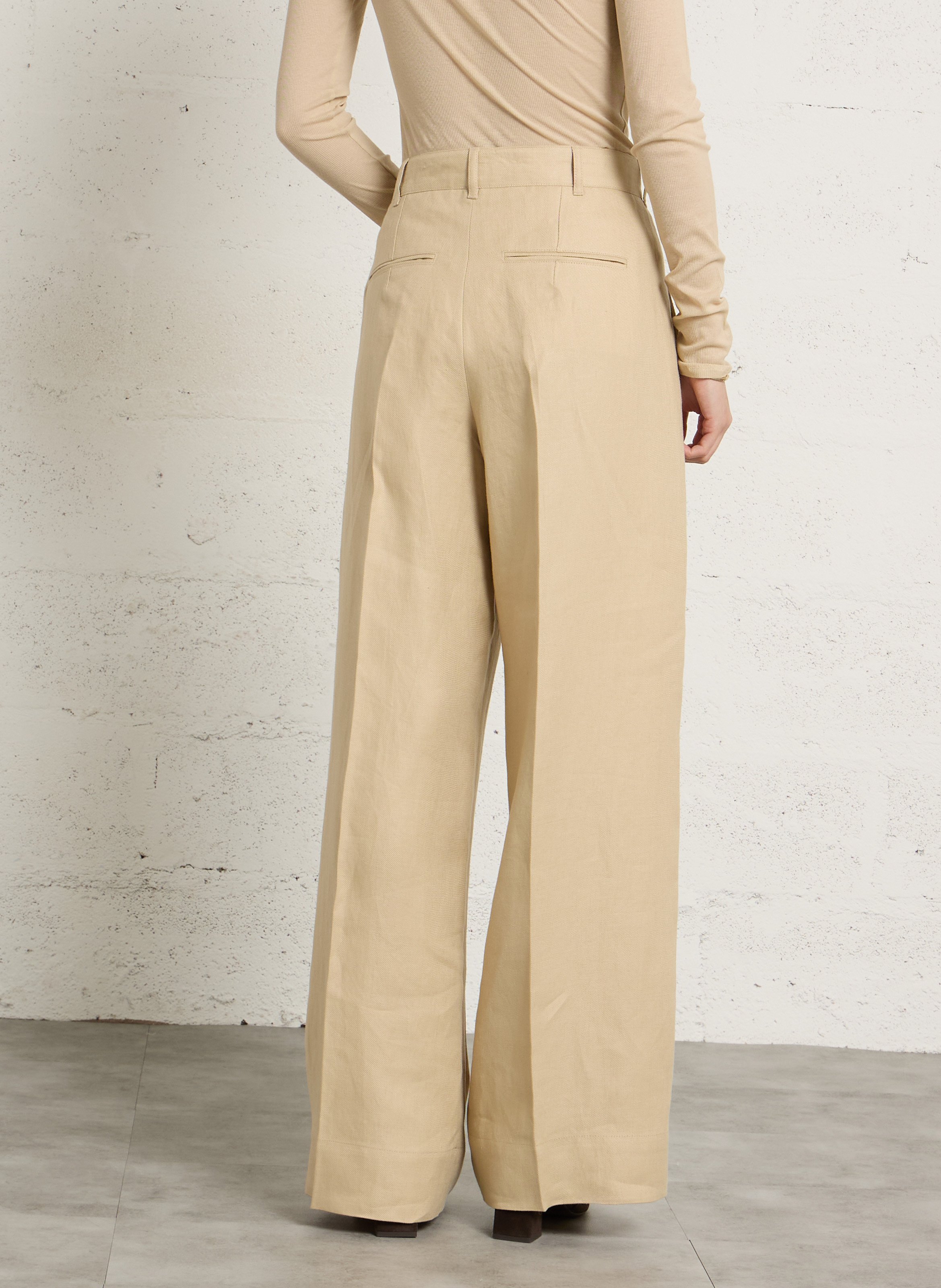 Pantalon large en lin hippolyte SOEUR Beige