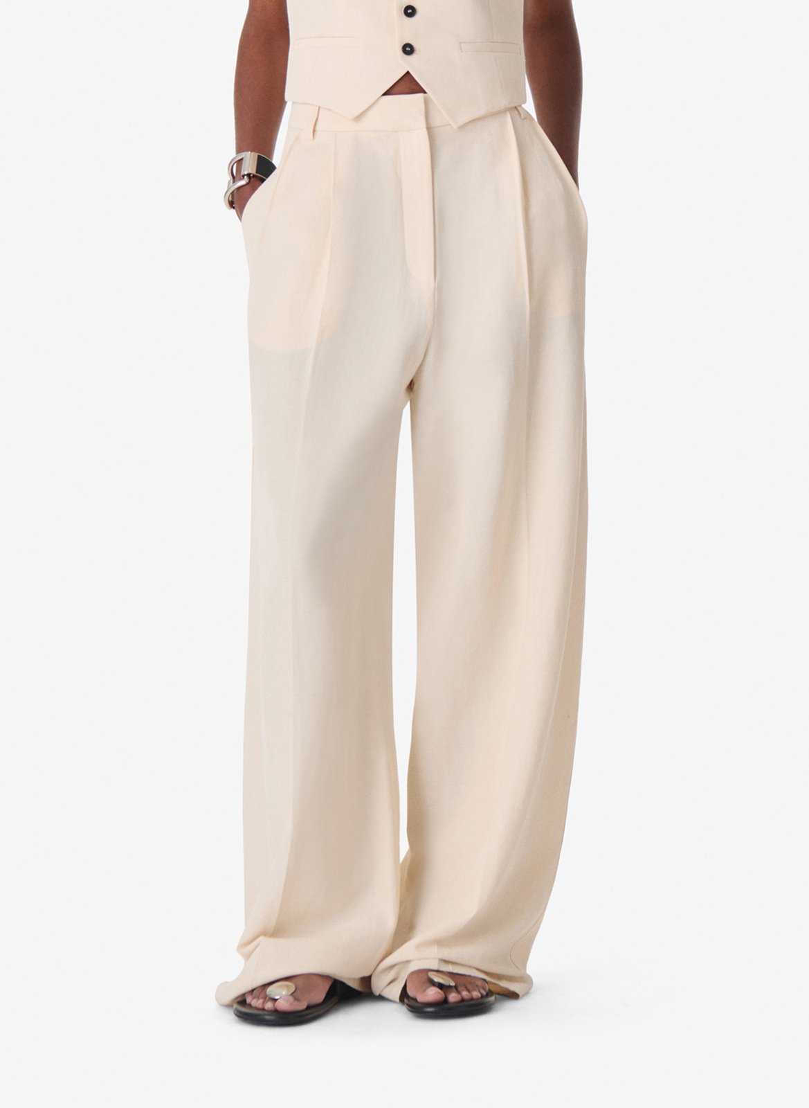 Pantalon à pinces large taille haute hayda IRO Beige