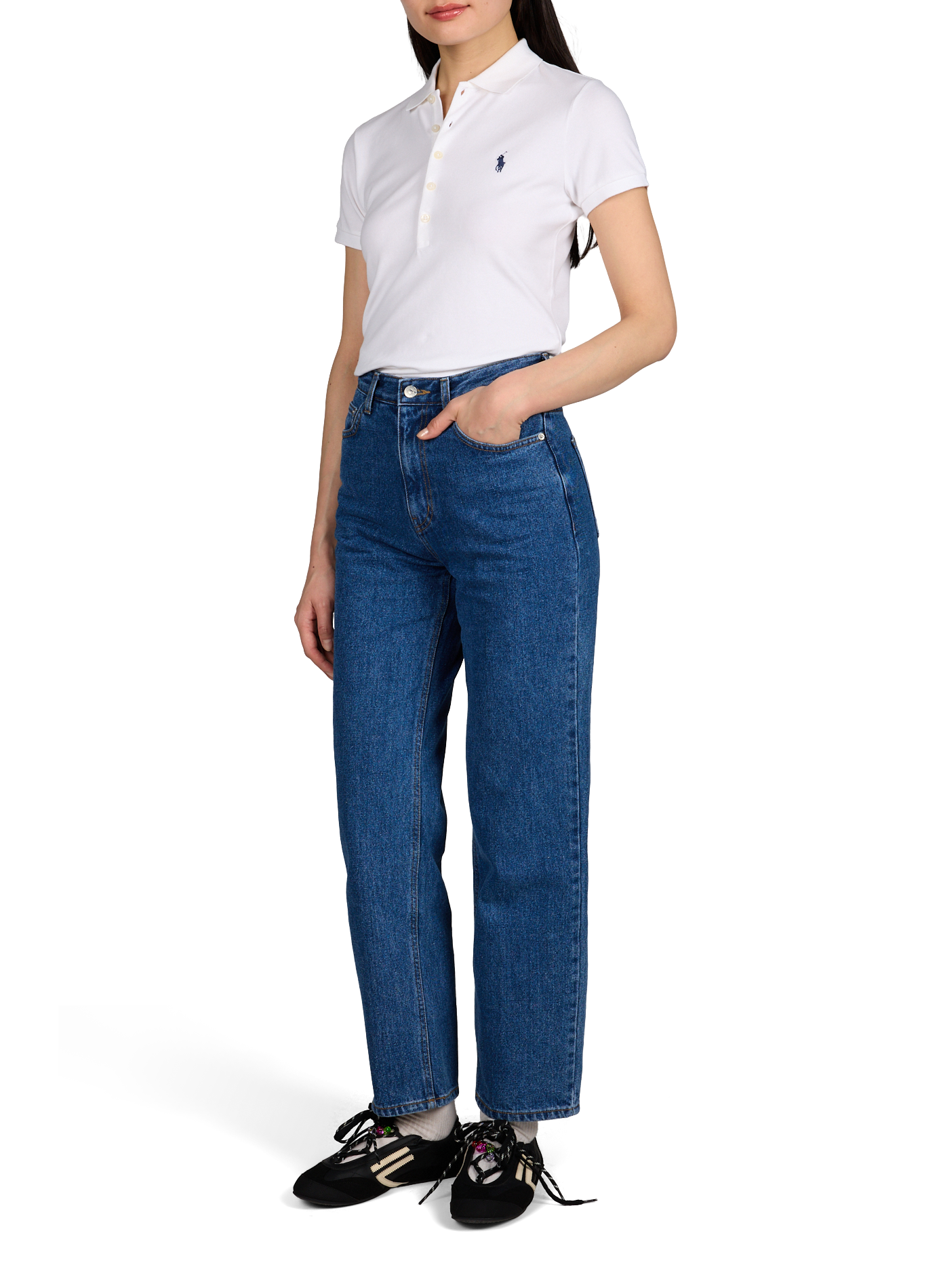 Polo manches courtes à logo en coton mélangé POLO RALPH LAUREN Blanc