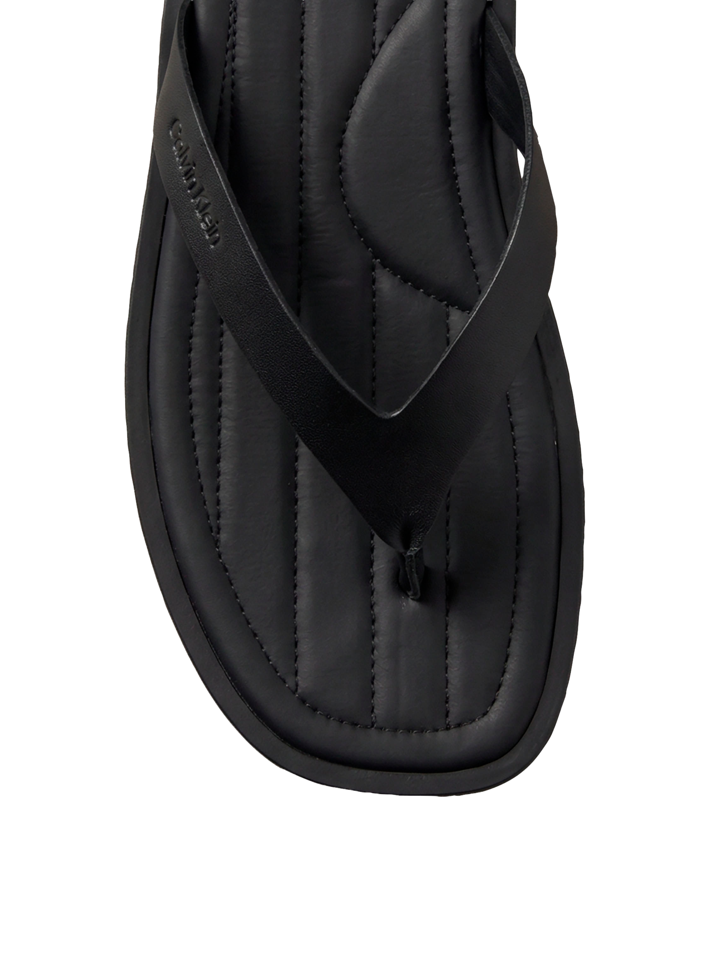 Tongs à logo en cuir CALVIN KLEIN Noir