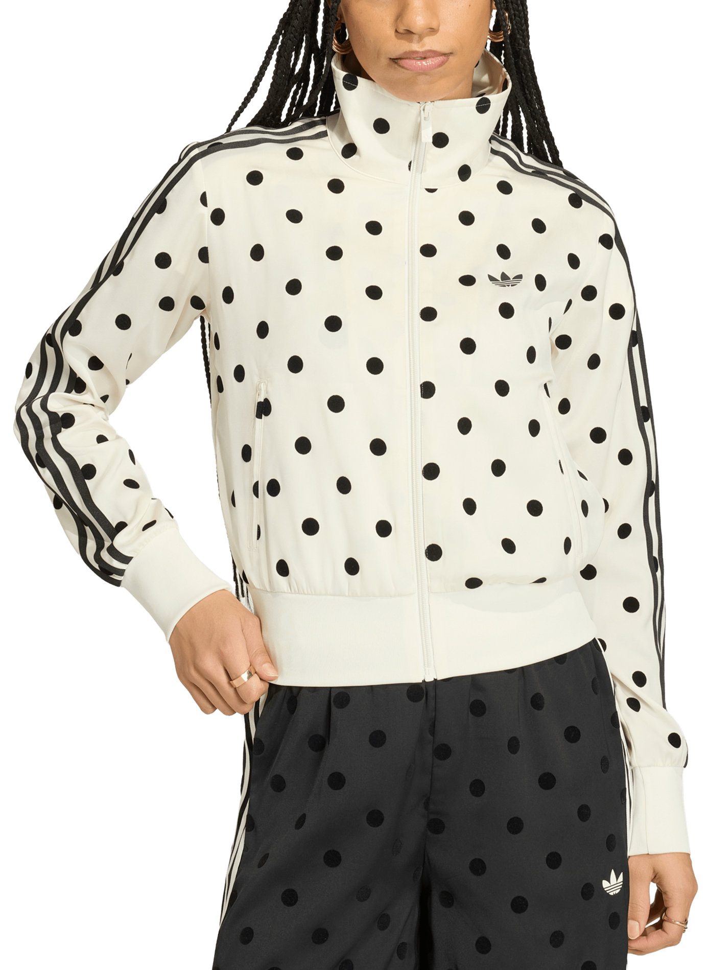 Satin Polka Dots Tracksuit Jacket ADIDAS White