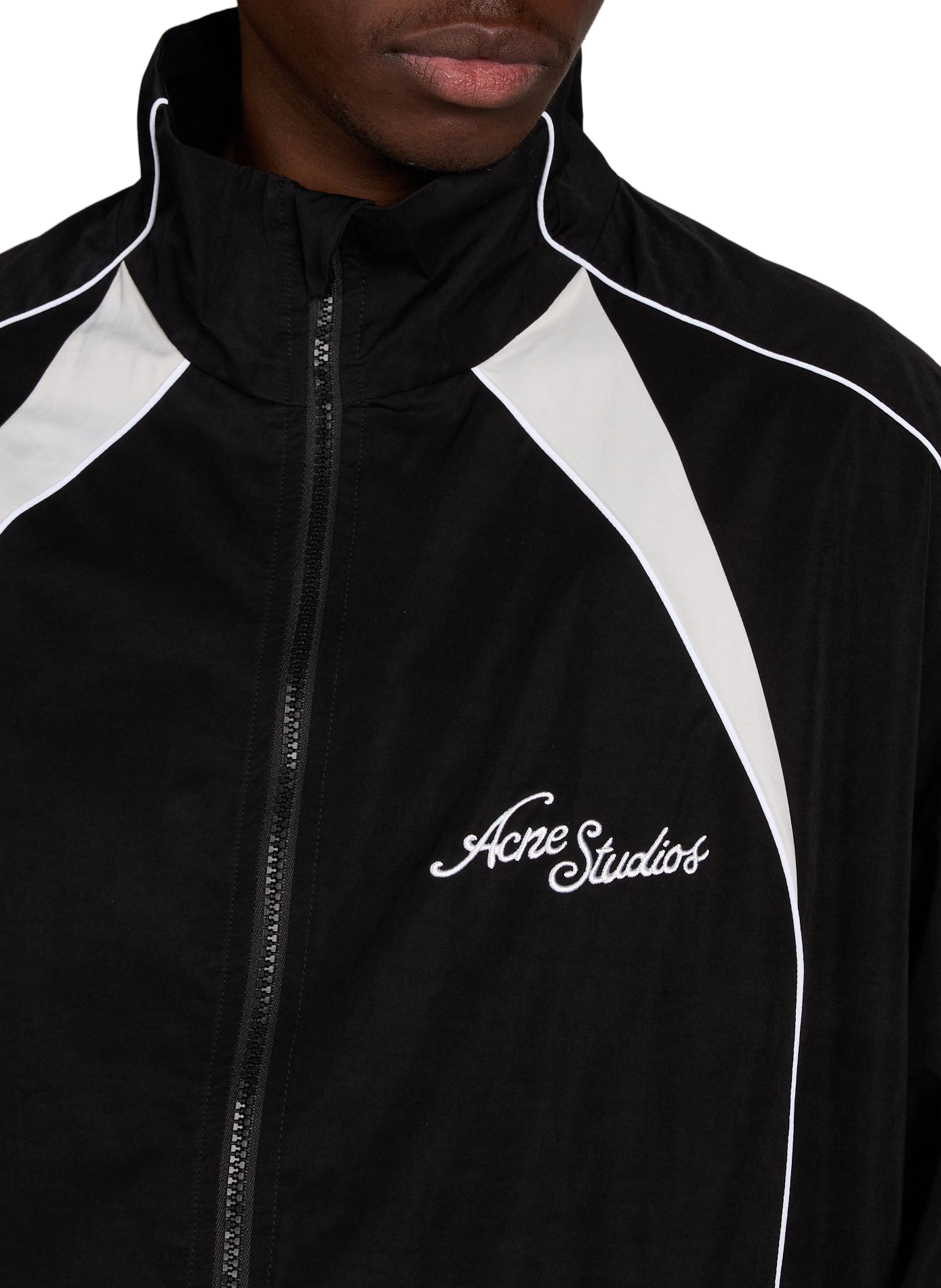 Veste de survêtement brodé à col montant ACNE STUDIOS Noir