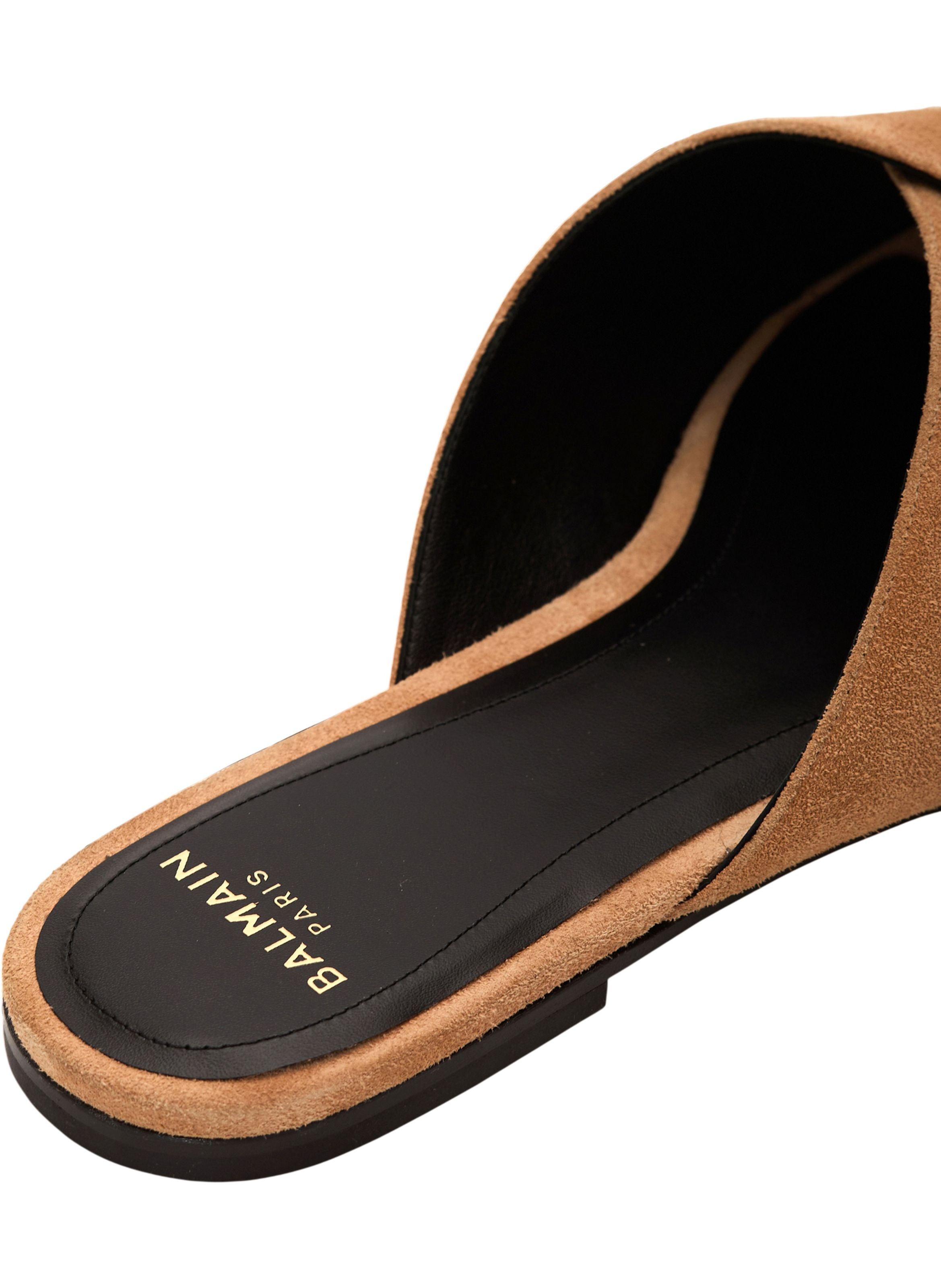 Mules anthem plates en cuir suédé BALMAIN Beige