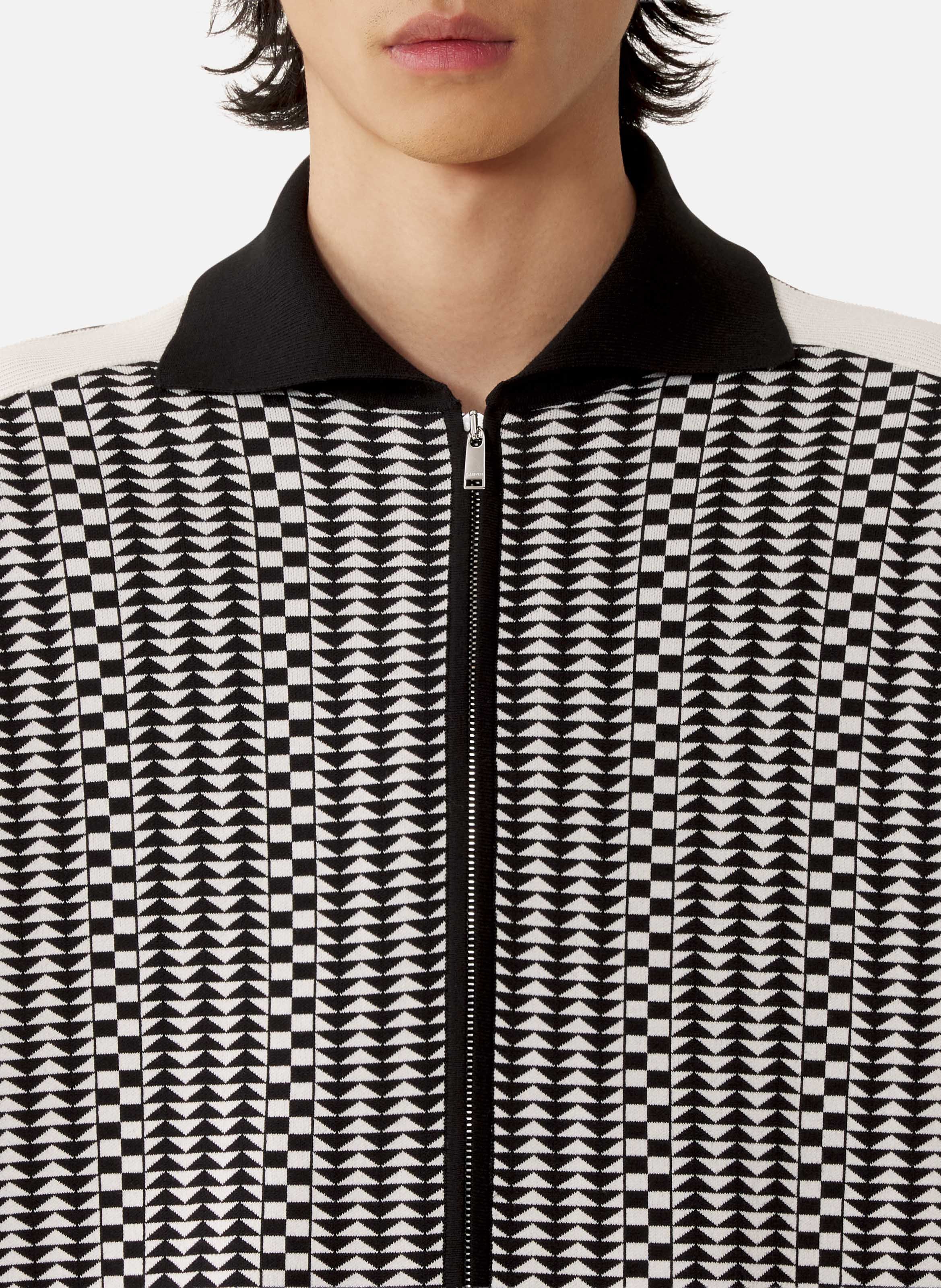 Blouson zippé en jacquard de soie et coton LANVIN Gris