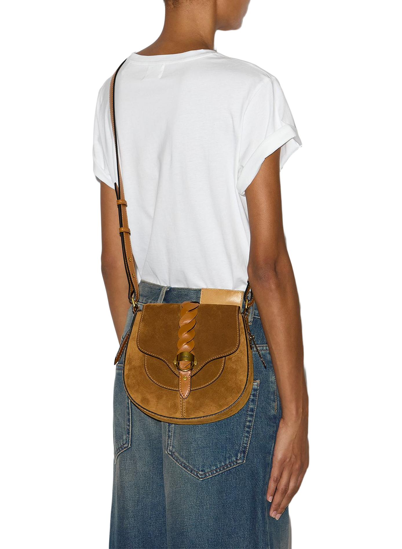 Sac à bandoulière Altay Small en cuir velours ISABEL MARANT Marron