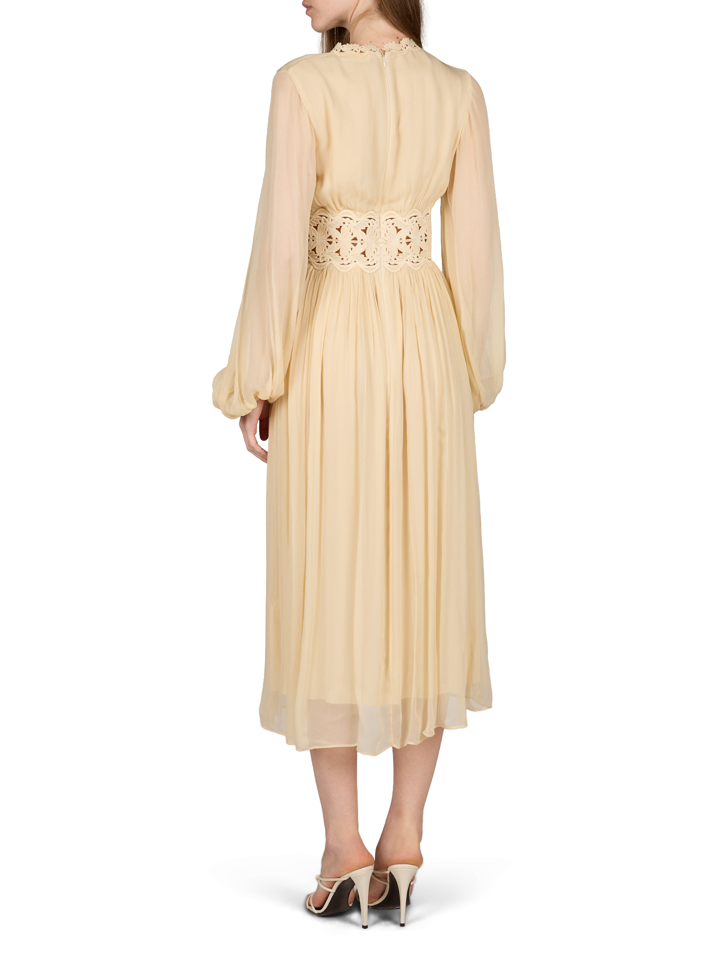 Pleated dress with puffed sleeves ZIMMERMANN White
