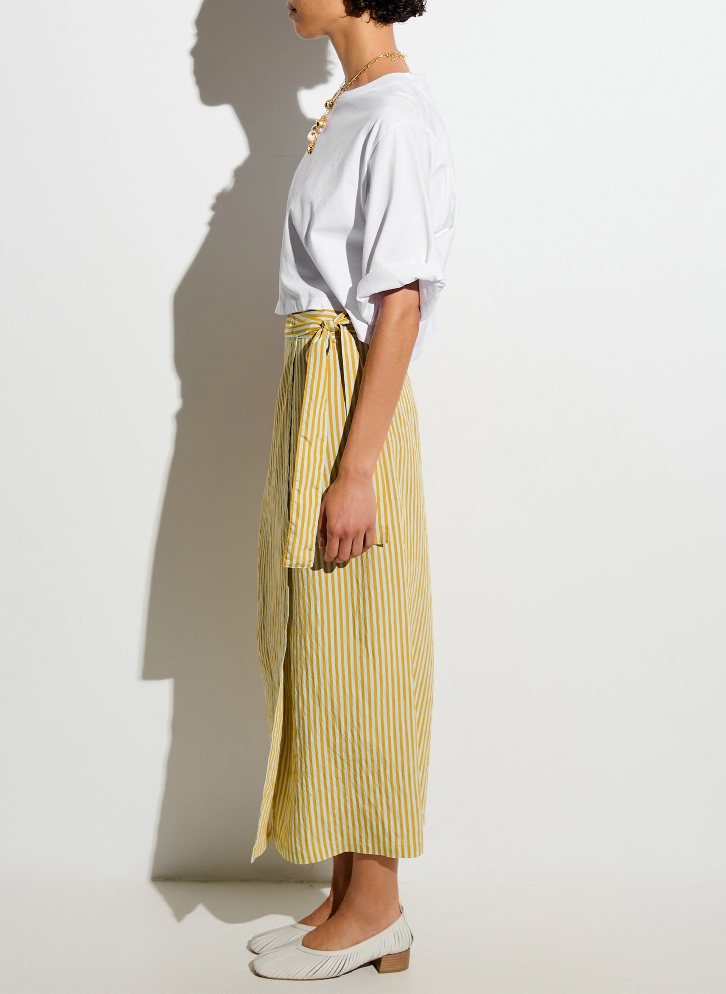 Jupe longue portefeuille rayée love st SESSUN Jaune