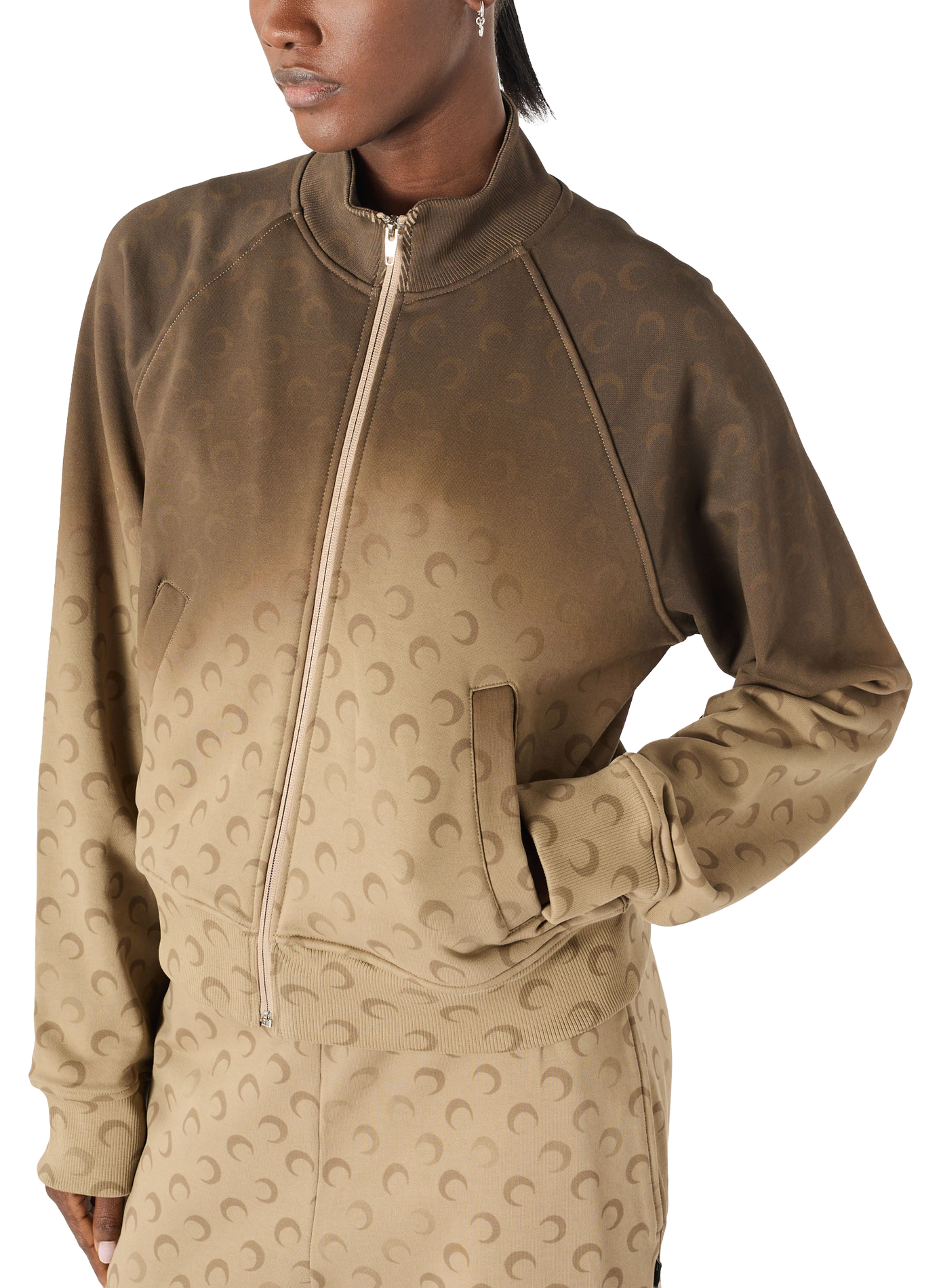 Faded moon zipped sweatshirt organic cotton unisex MARINE SERRE Beige