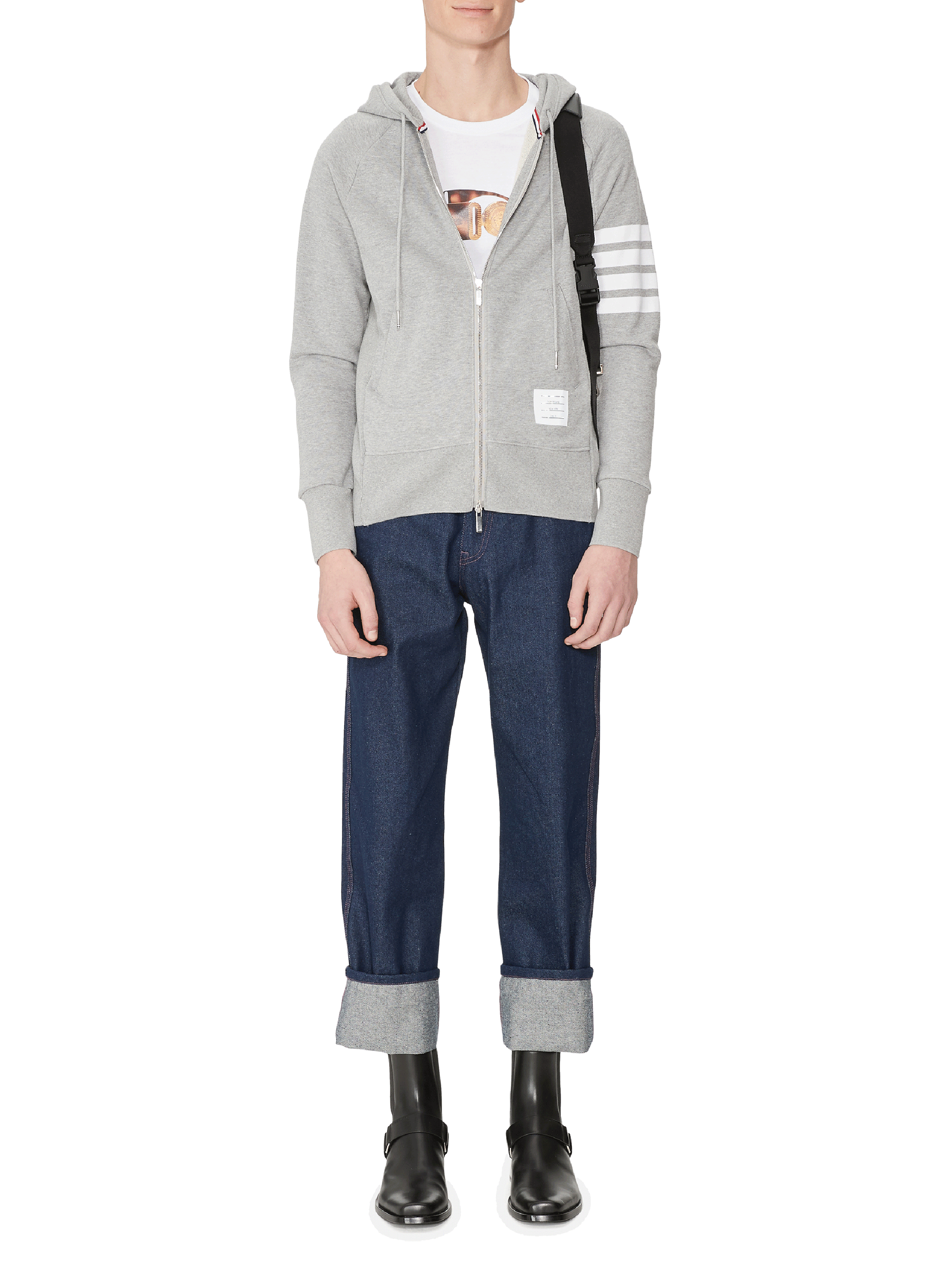 Hoodie en coton THOM BROWNE Gris