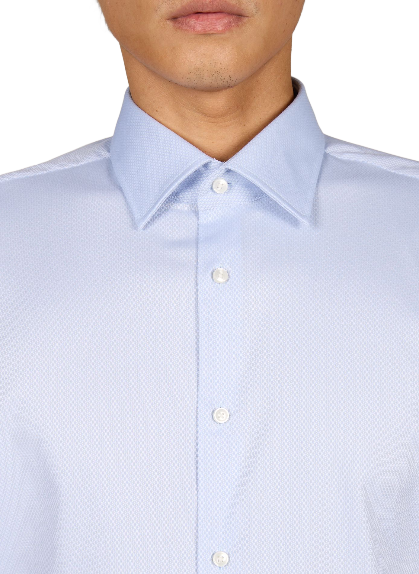 Chemise manches longues en ratière de coton BOSS Bleu