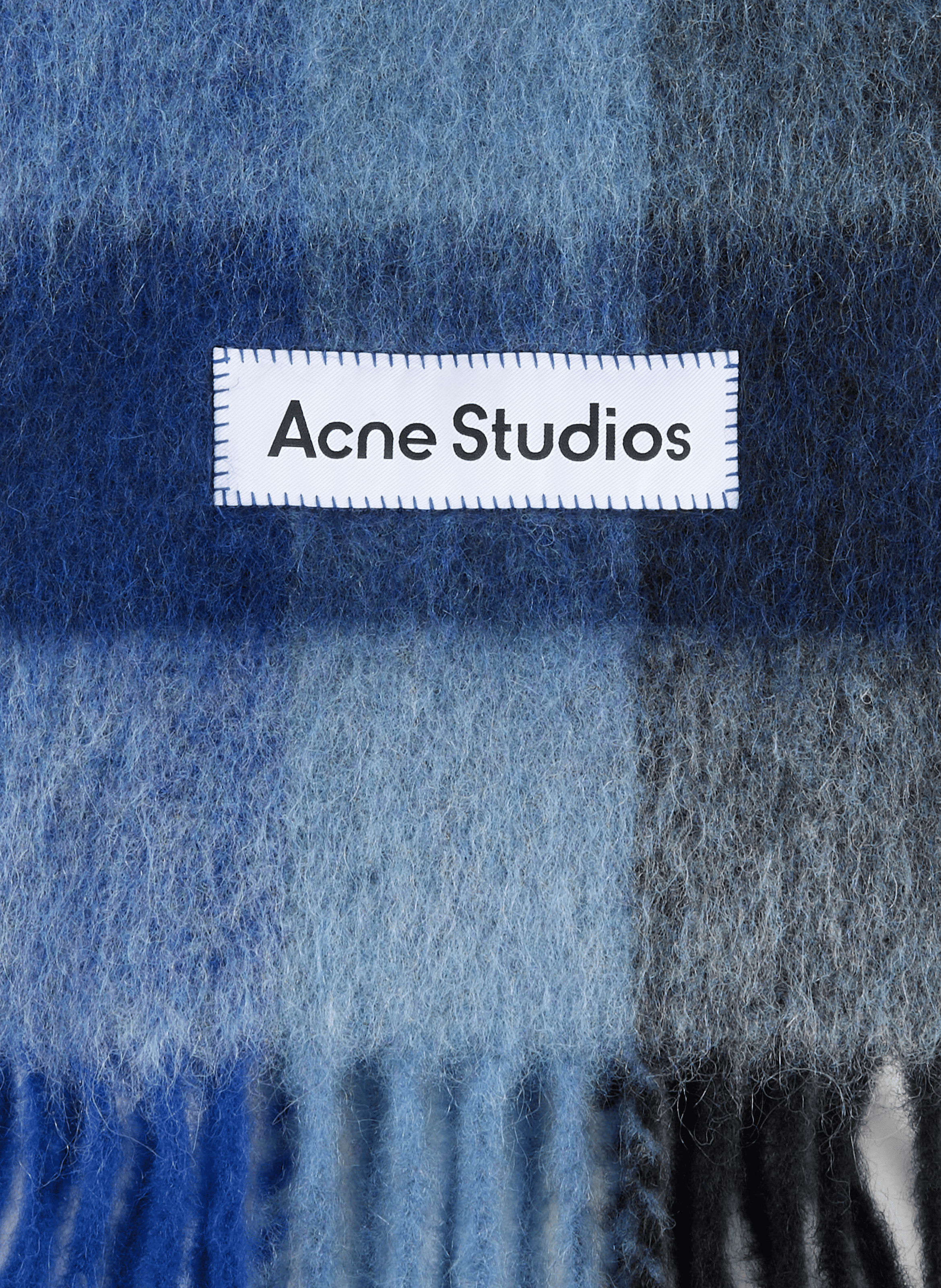 Echarpe à carreaux en laine mélangée ACNE STUDIOS Bleu