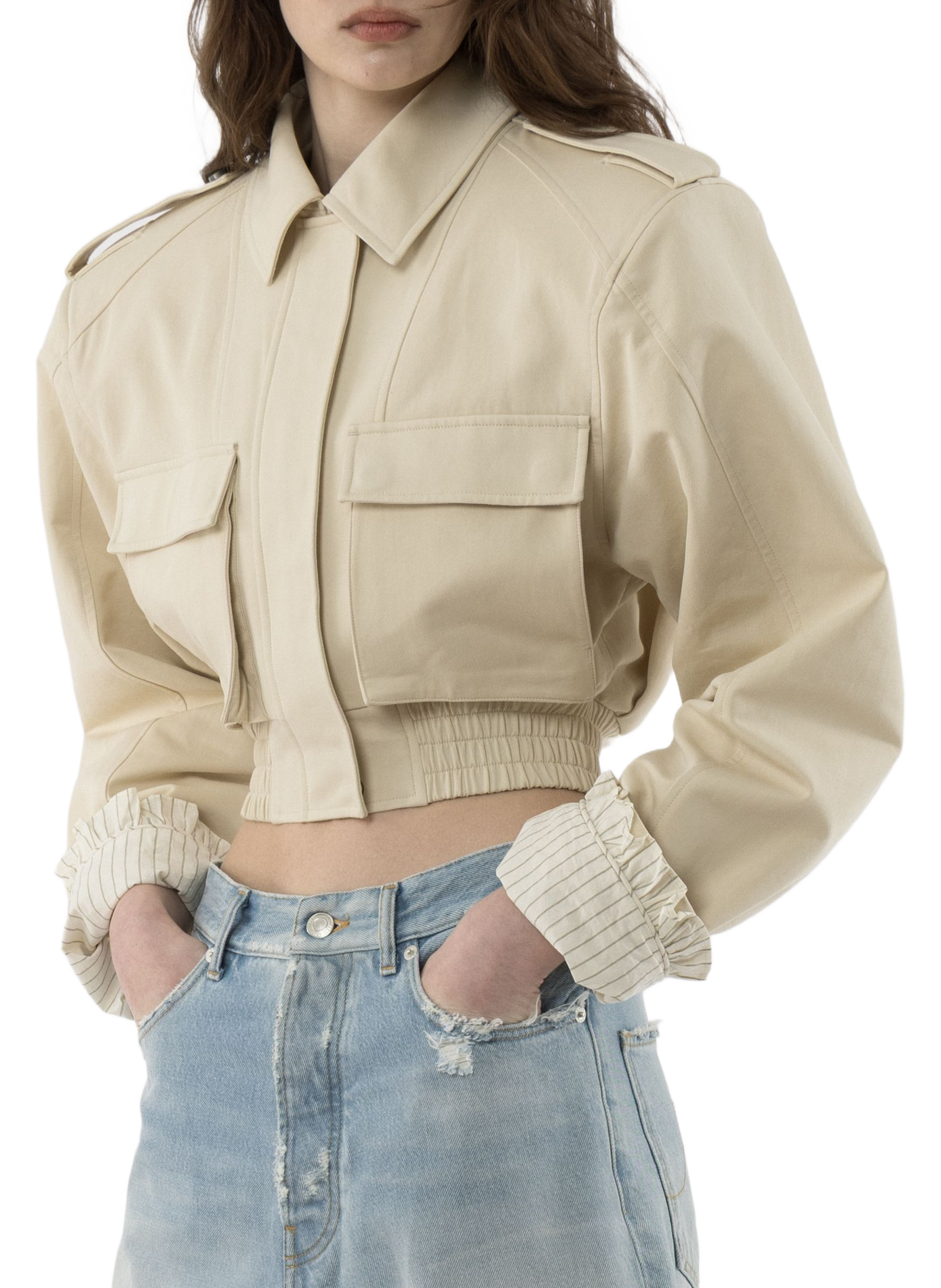 Kurze Jacke mit Volants ARAKII Beige