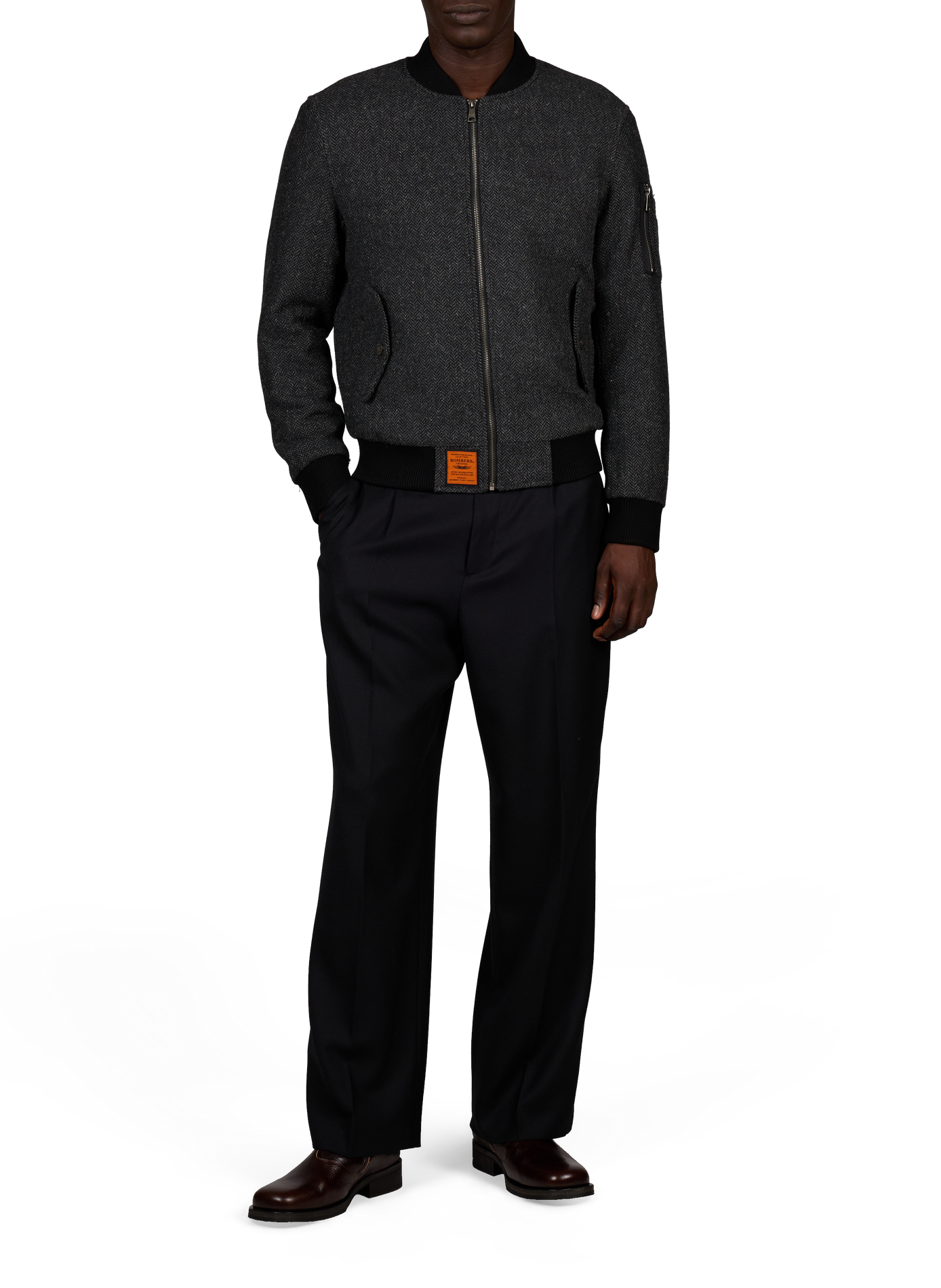 Blouson oversize en laine mélangée BOMBERS ORIGINAL Noir