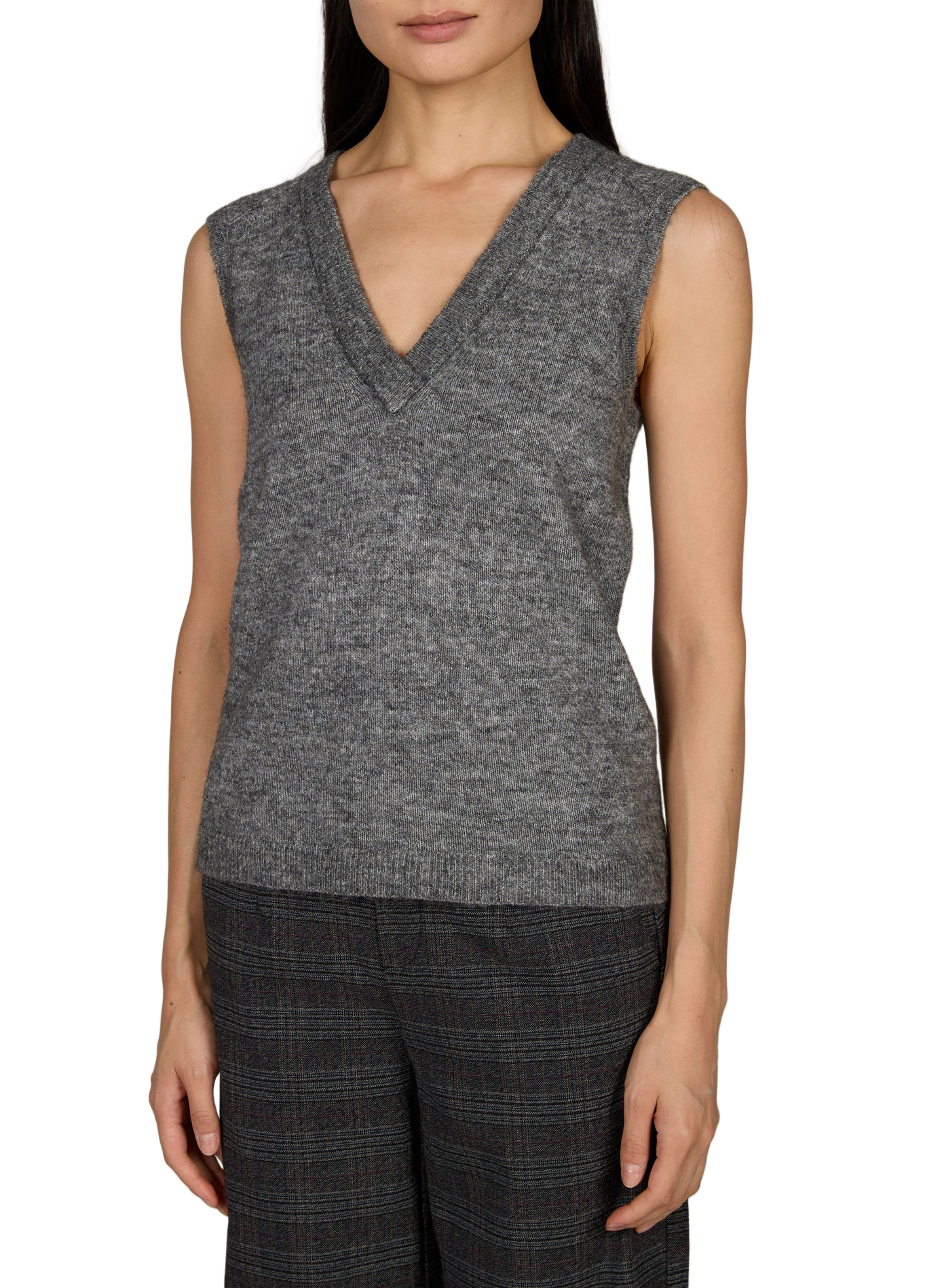 Straight V-neck sweater OBJECT Grey