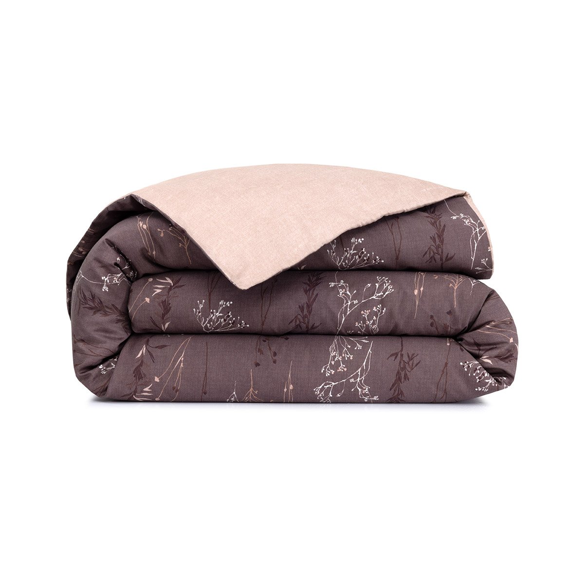 Housse de couette en satin de coton, wild millet BOSS HOME Marron