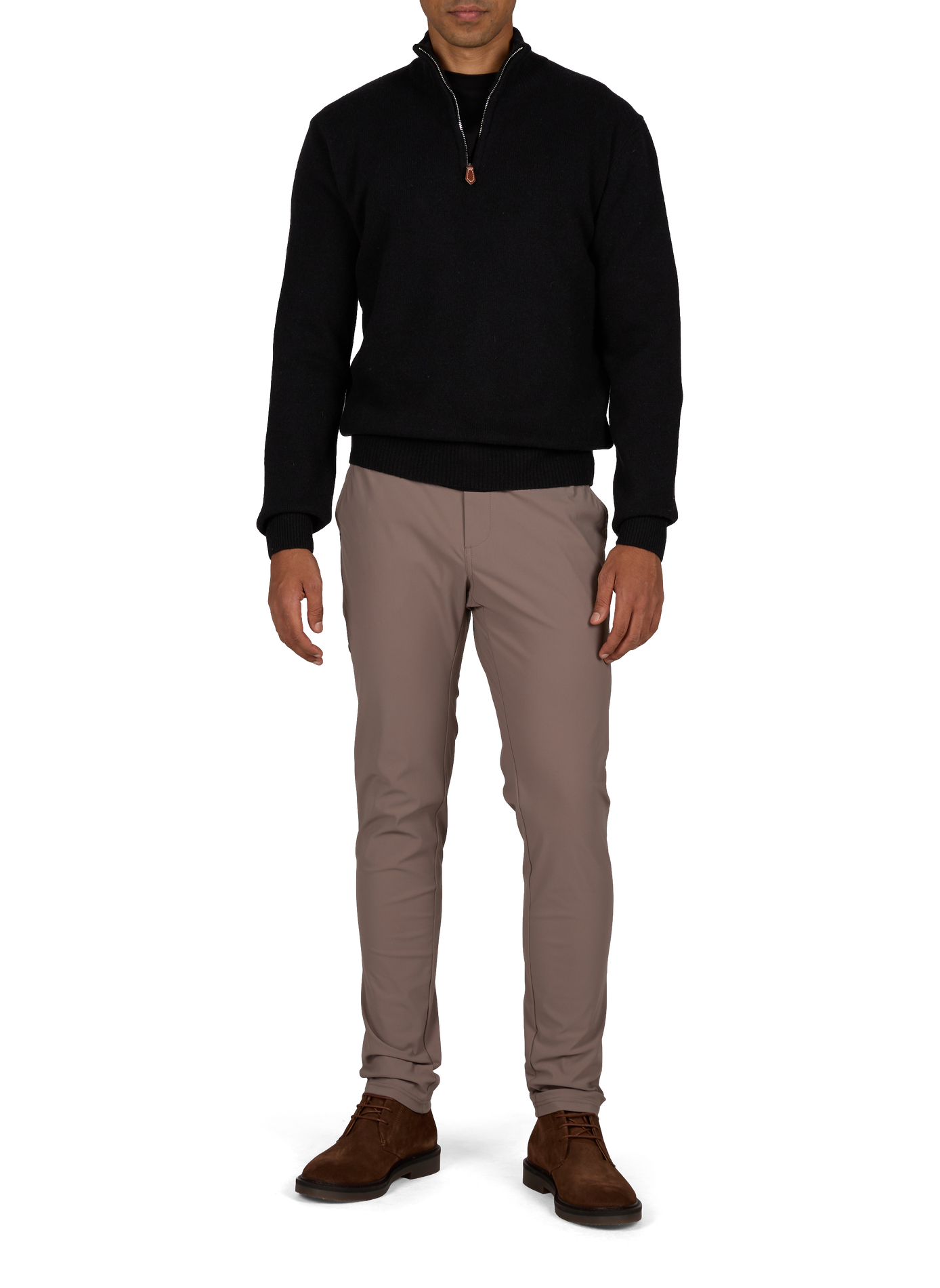 Zippered wool blend sweater. 1789 CALA Black