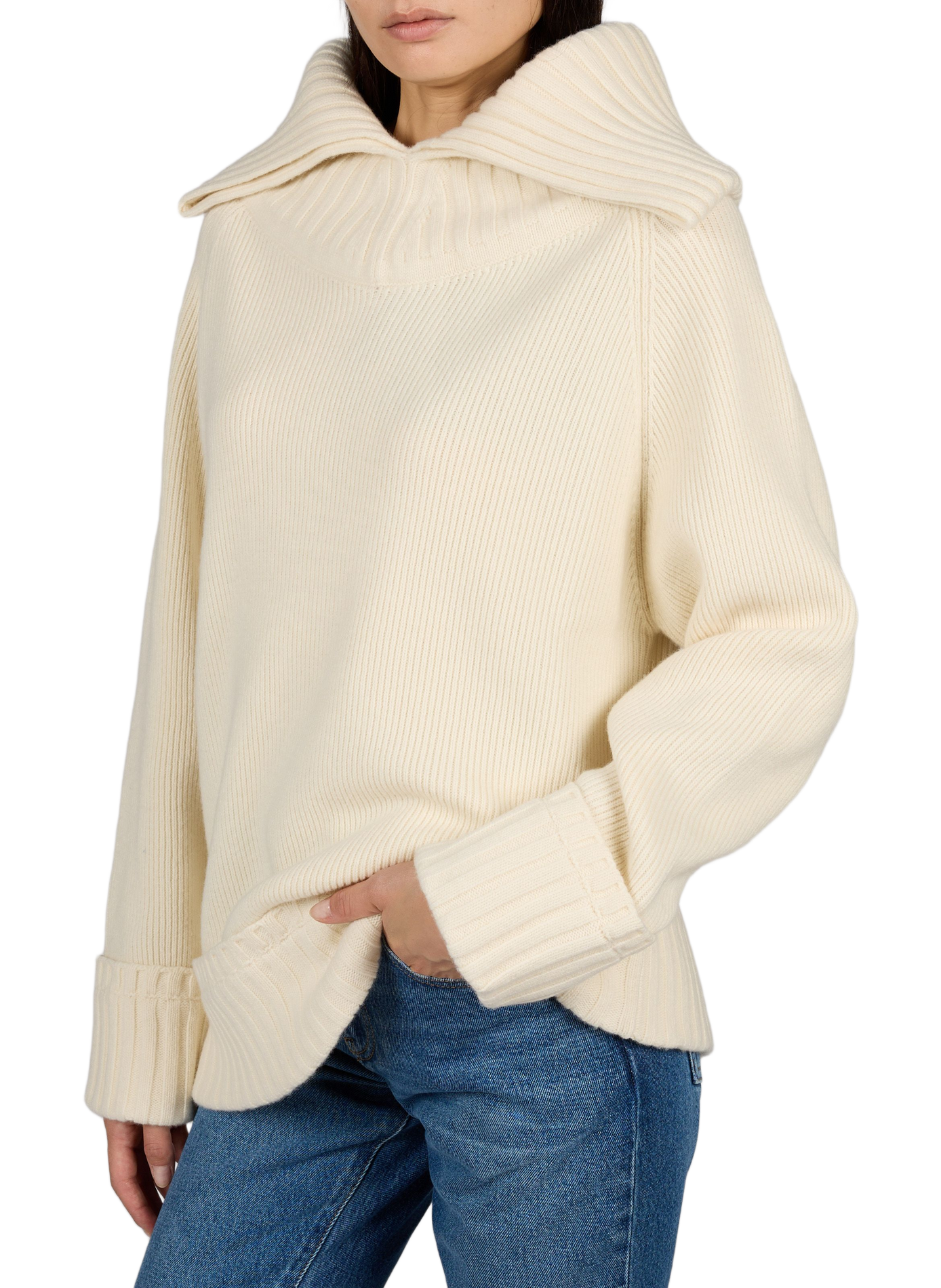 Pull ample col camionneur en laine mélangée VICTORIA BECKHAM Beige