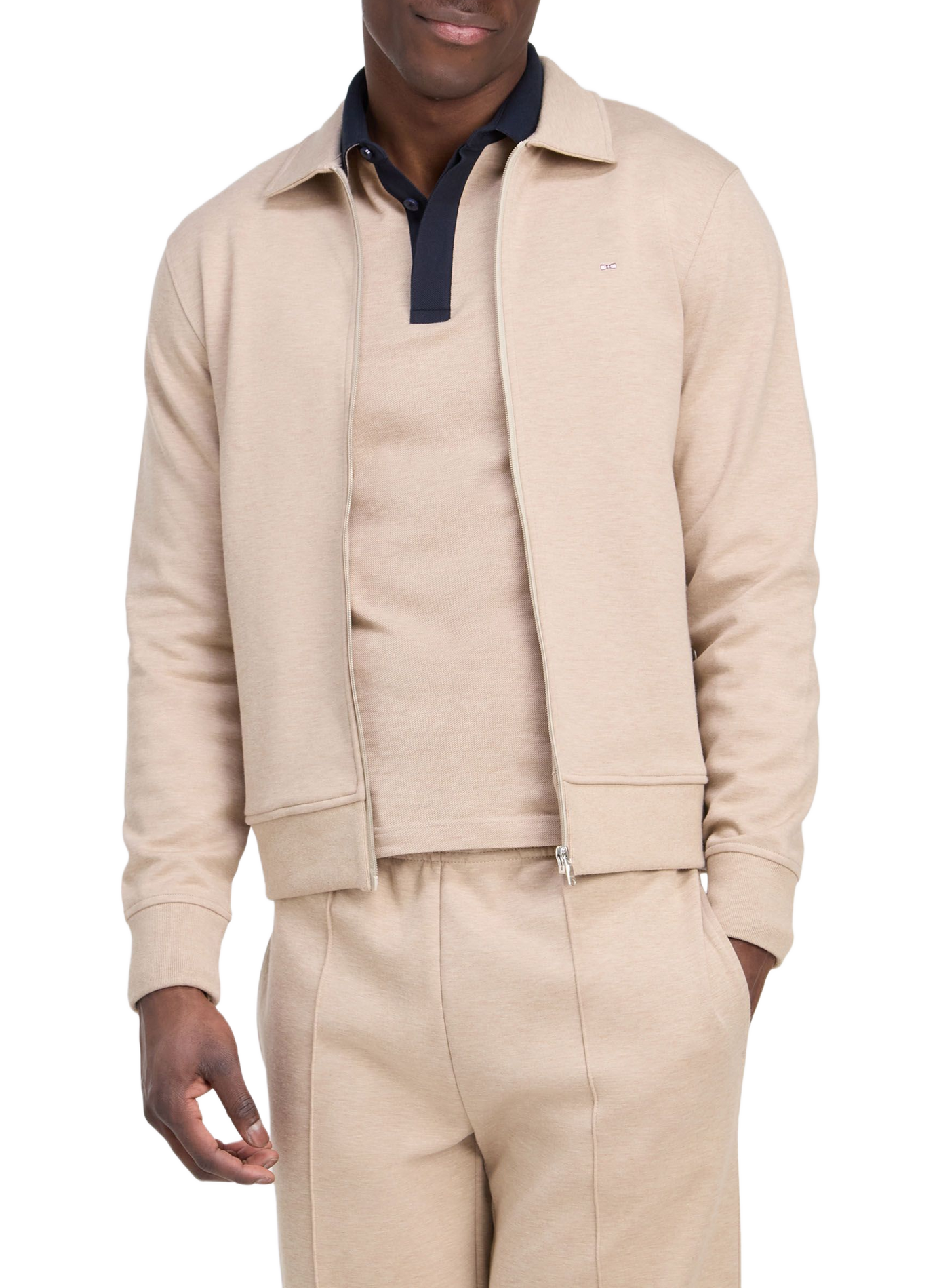 Sweat col classique en coton mélangé EDEN PARK Beige
