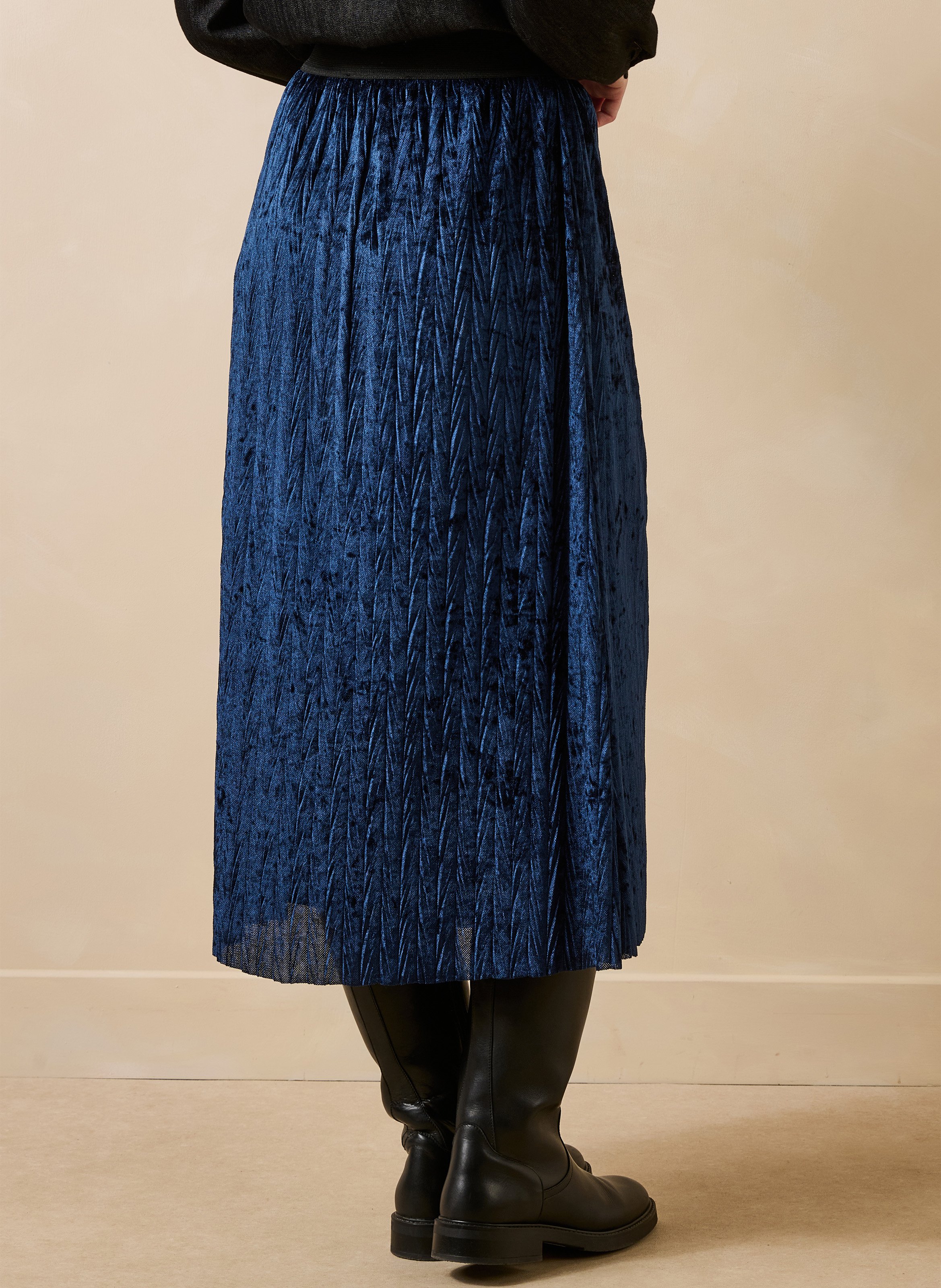 Uitlopende midi-rok van fluweel LA FEE MARABOUTEE Blauw