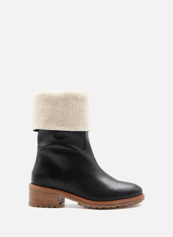 Bottes fourrées cuir lisse Noir by JULES & JENN JULES & JENN Bottes fourrées cuir lisse Noir