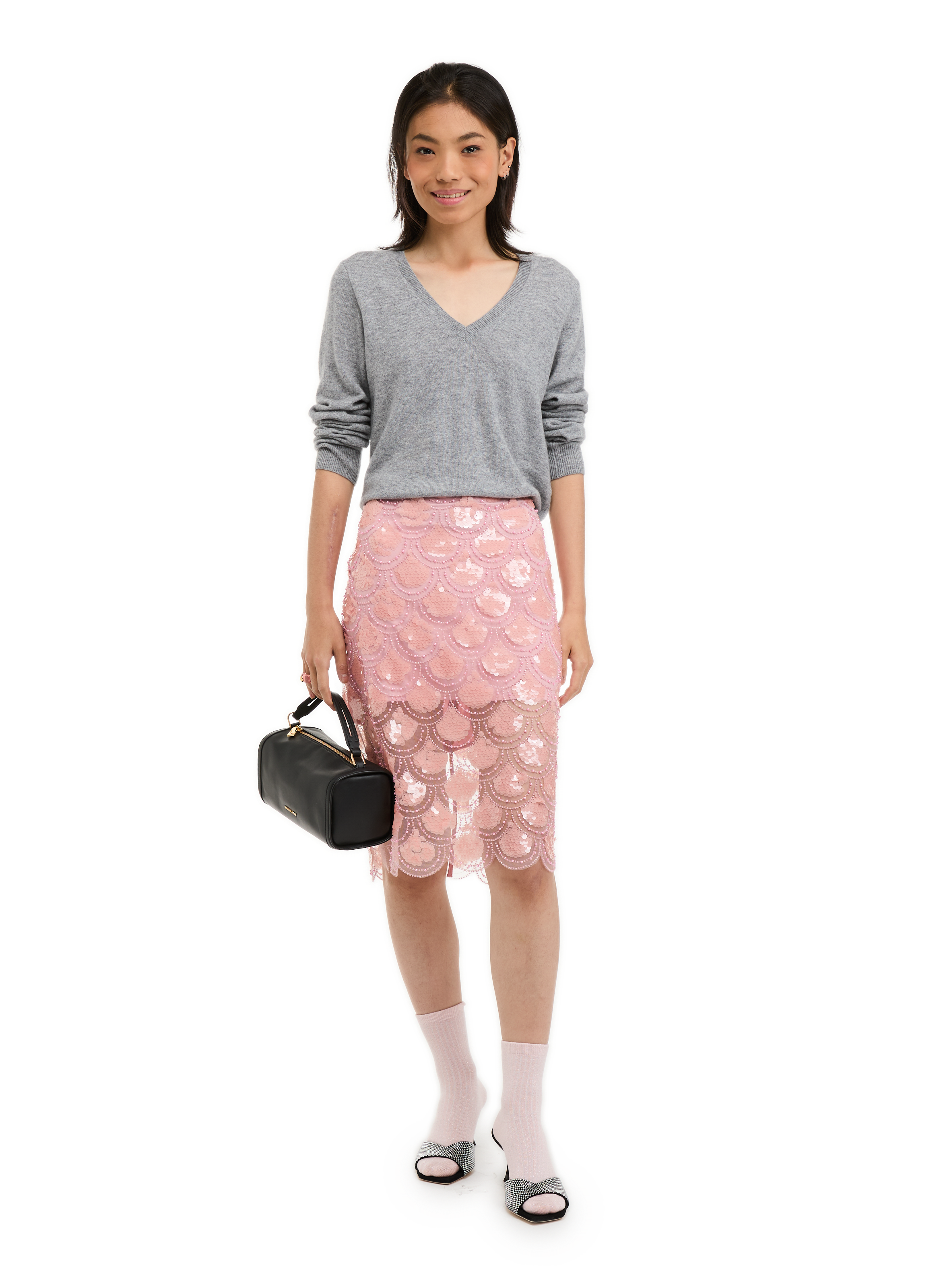 Jupe à sequins  ROTATE Rose