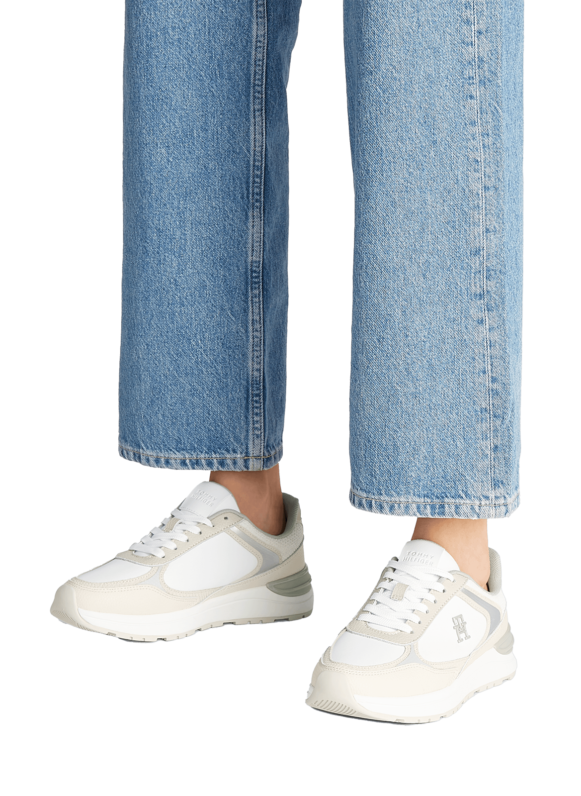 Baskets multitextures en cuir TOMMY HILFIGER Multicolore