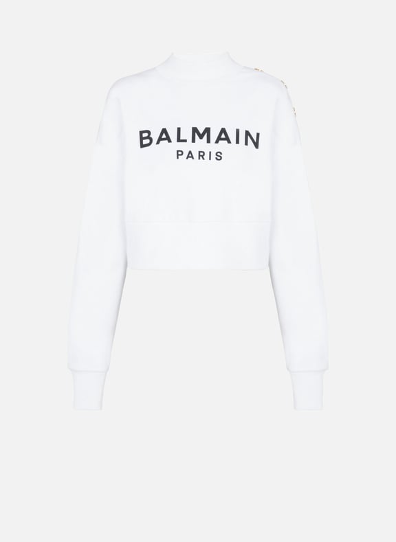 Sweat-shirt court imprimé balmain paris Blanc by BALMAIN BALMAIN Sweat-shirt court imprimé balmain paris Blanc