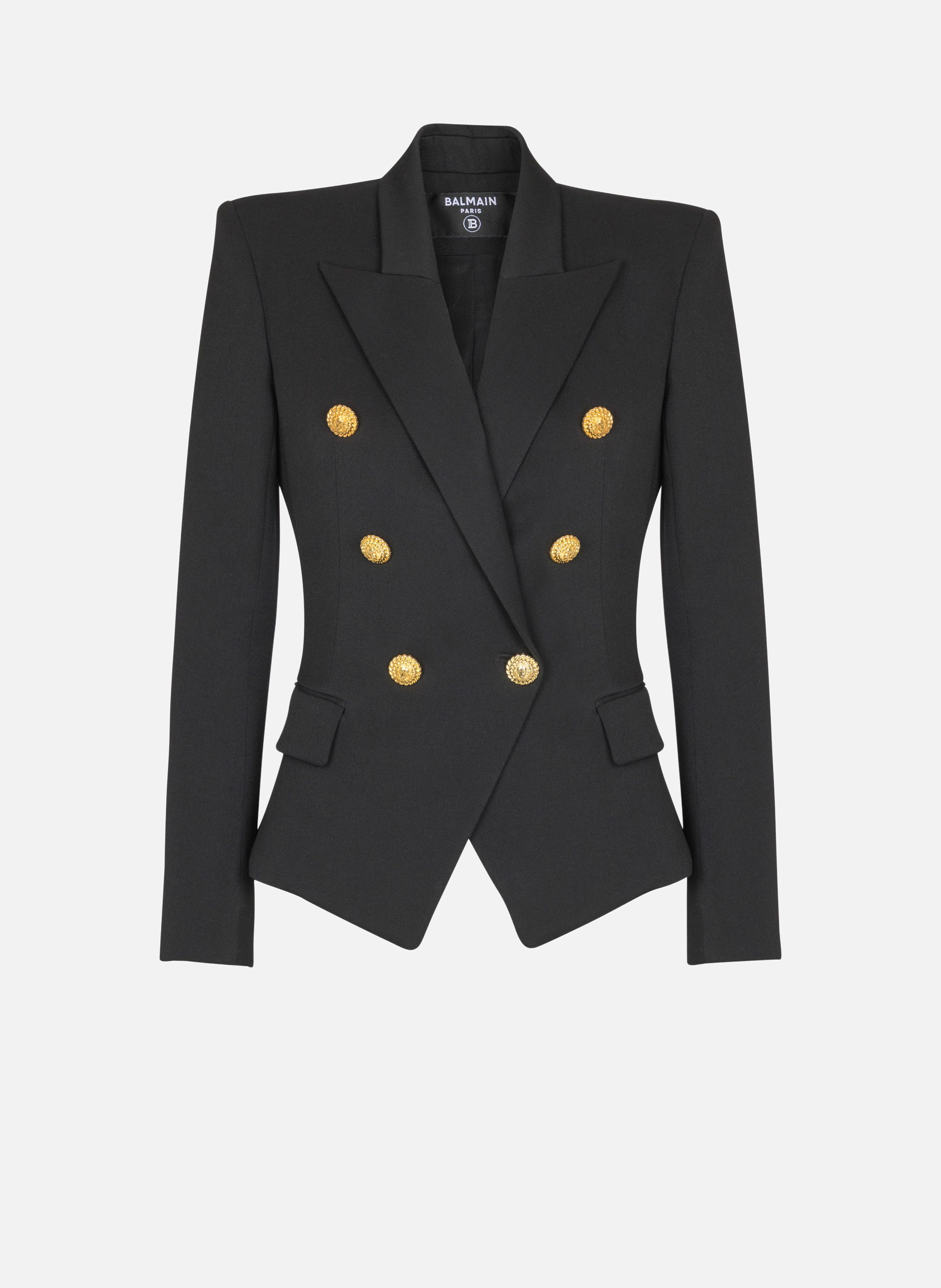Veste 6 boutons ajustée en grain de poudre BALMAIN Noir