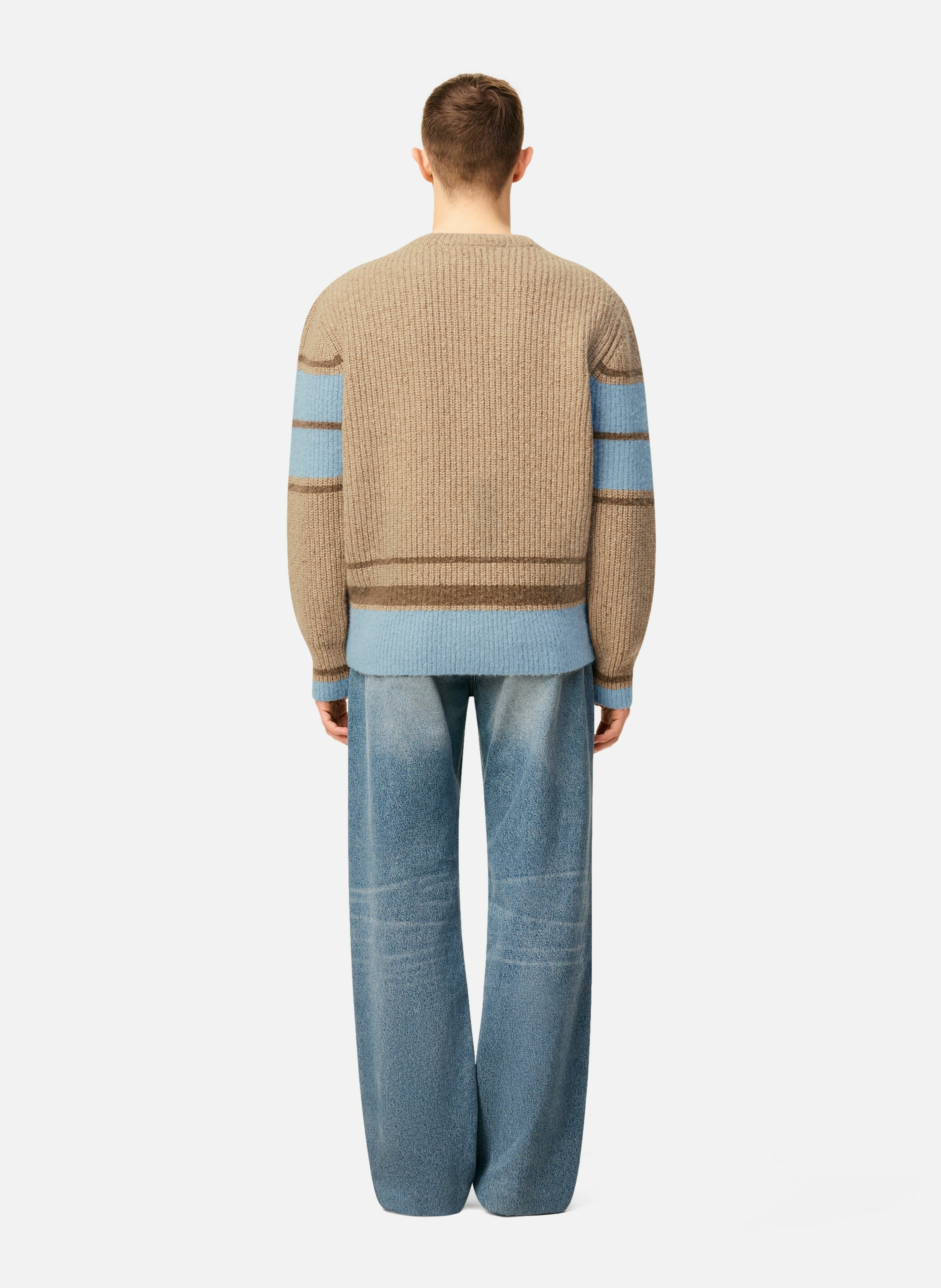 Pull college en laine côtelée unisexe AMI PARIS Marron