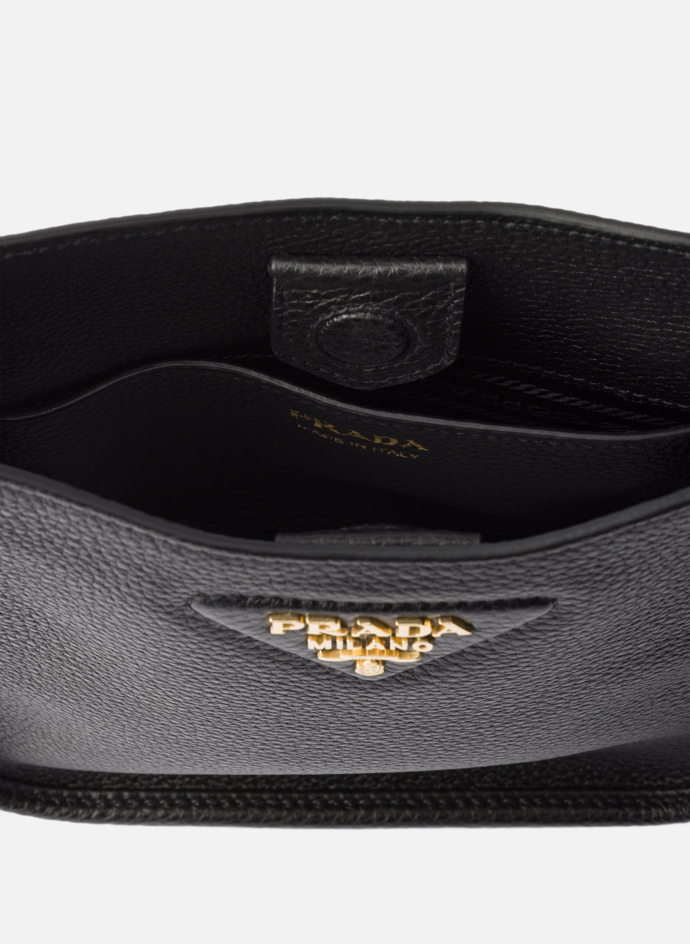 Mini sac porté épaule en cuir PRADA Noir