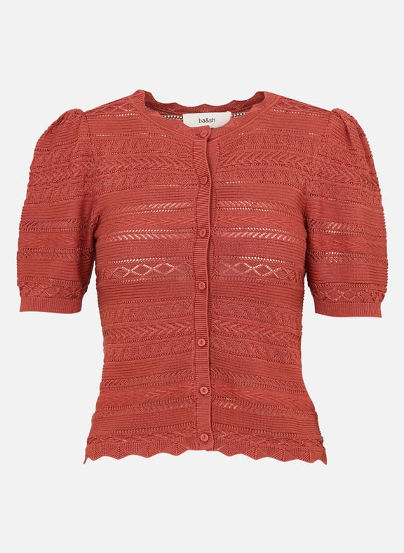 Pull col rond en coton mélangé vinat Marron by BA&SH BA&SH Pull col rond en coton mélangé vinat Marron