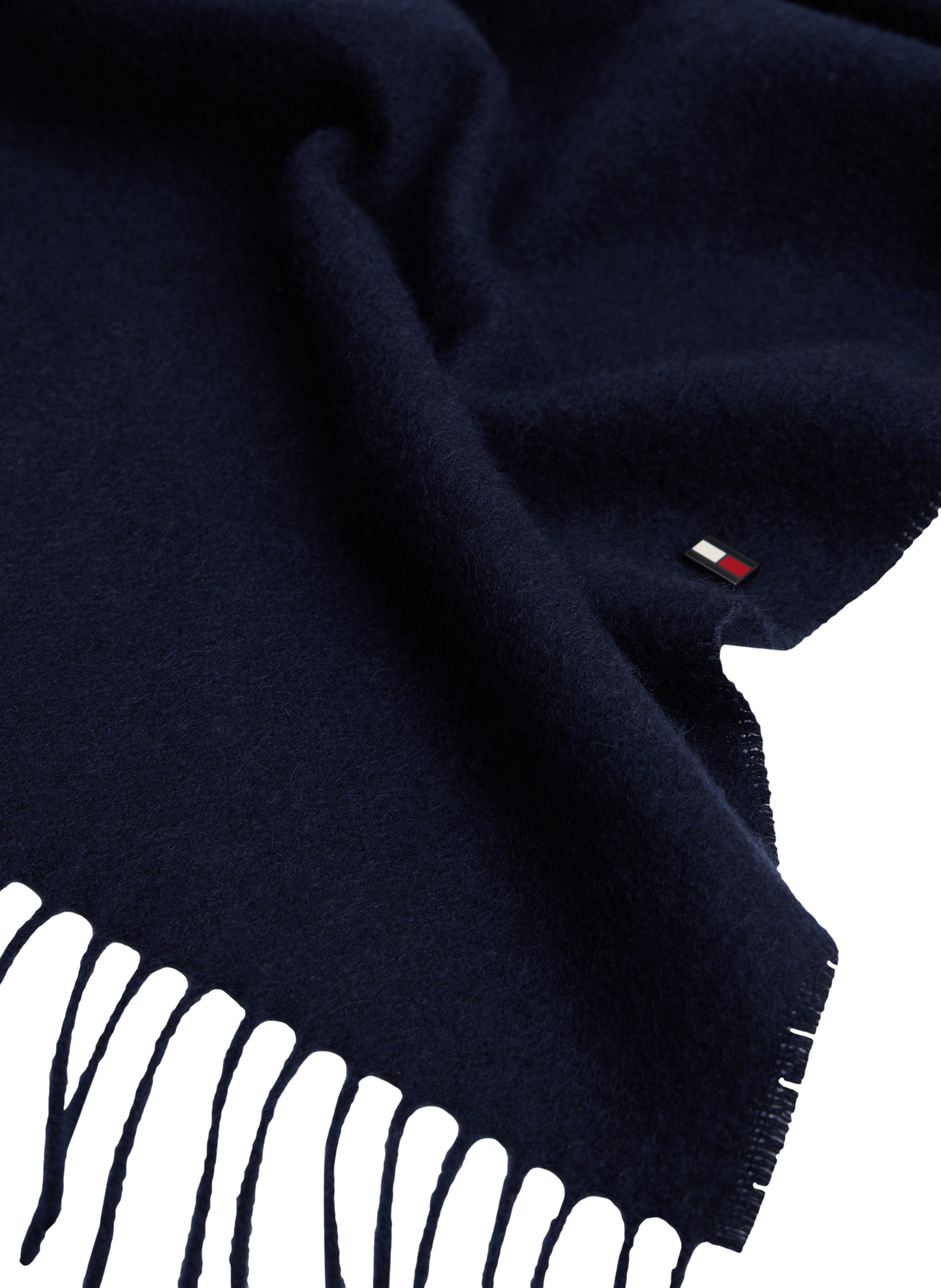 Hilfiger Flag cashmere scarf with fringes TOMMY HILFIGER Blue