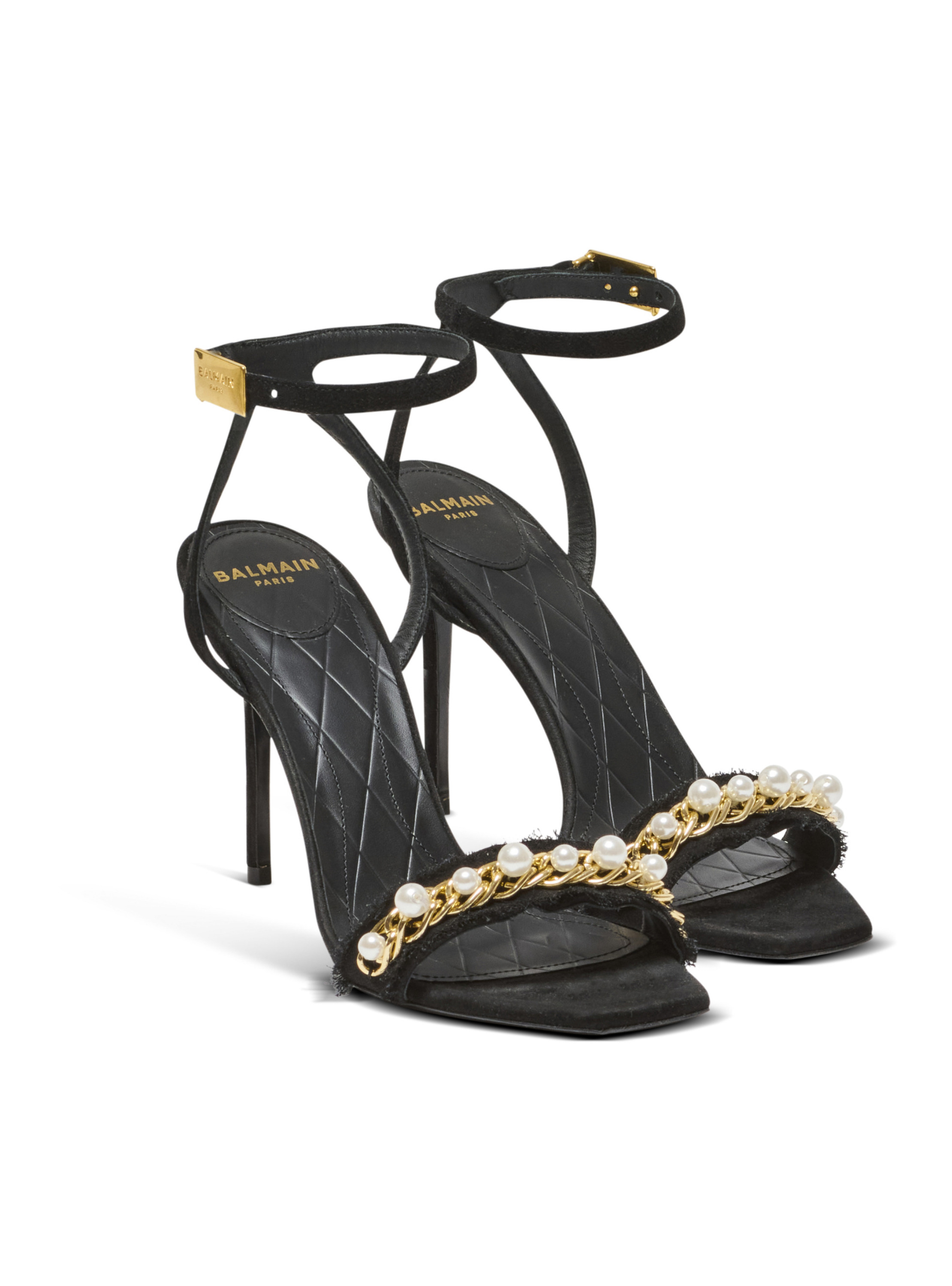 Sandales pb en cuir suédé BALMAIN Noir