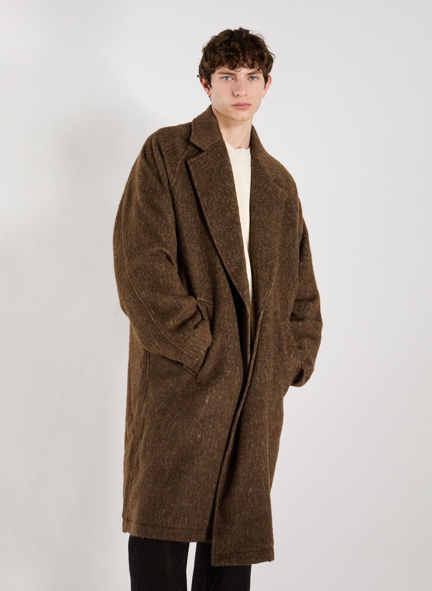 MERELY MADE Oversized wool blend coat Brown