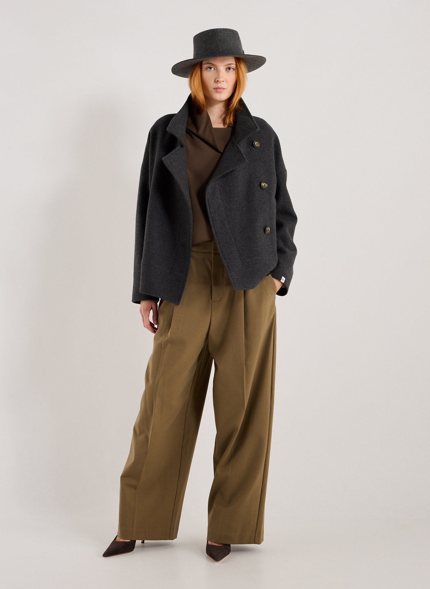 Oversized wool blend coat TRENCH & COAT Grey