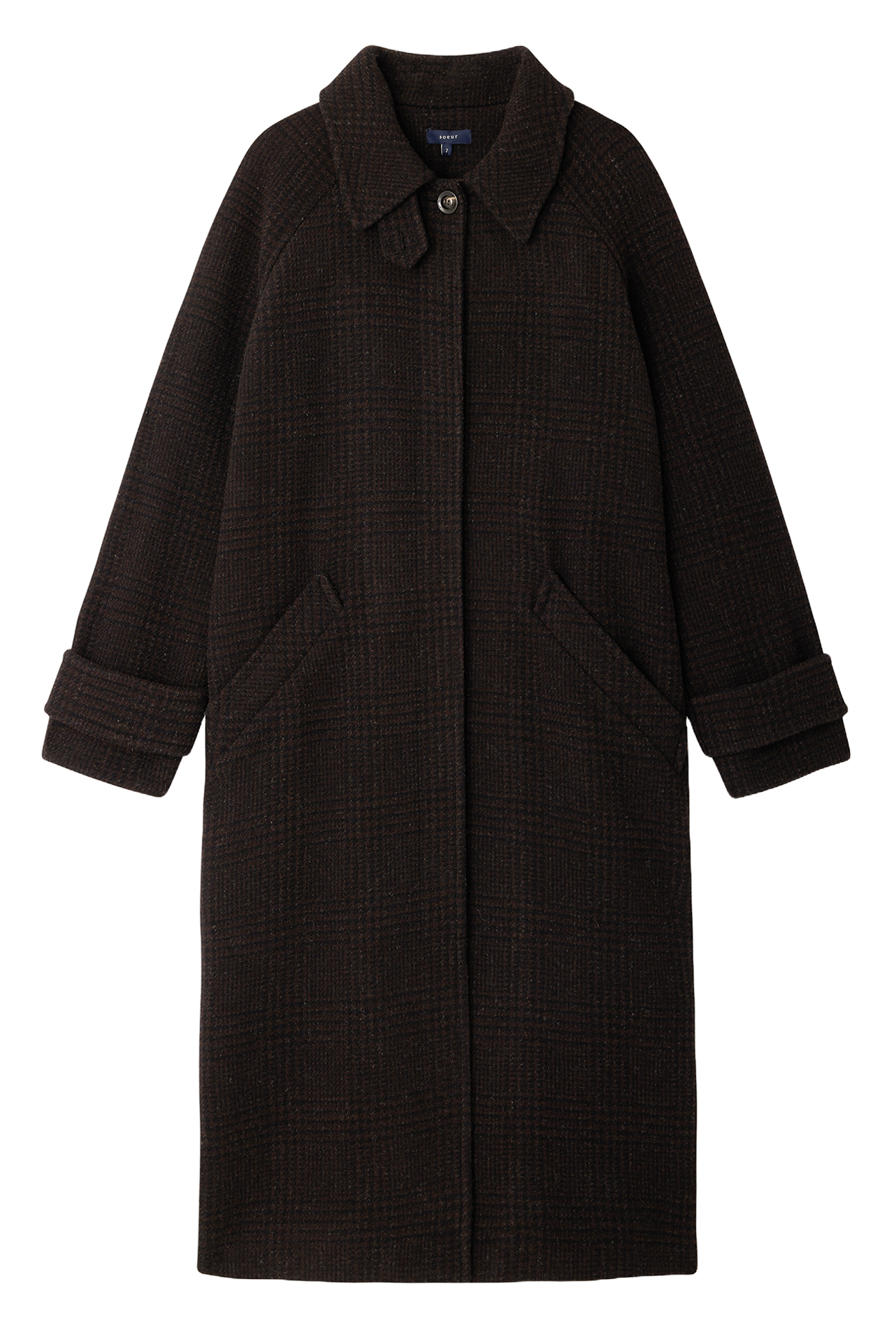 Manteau oversize en laine imprimé berlin SOEUR Marron