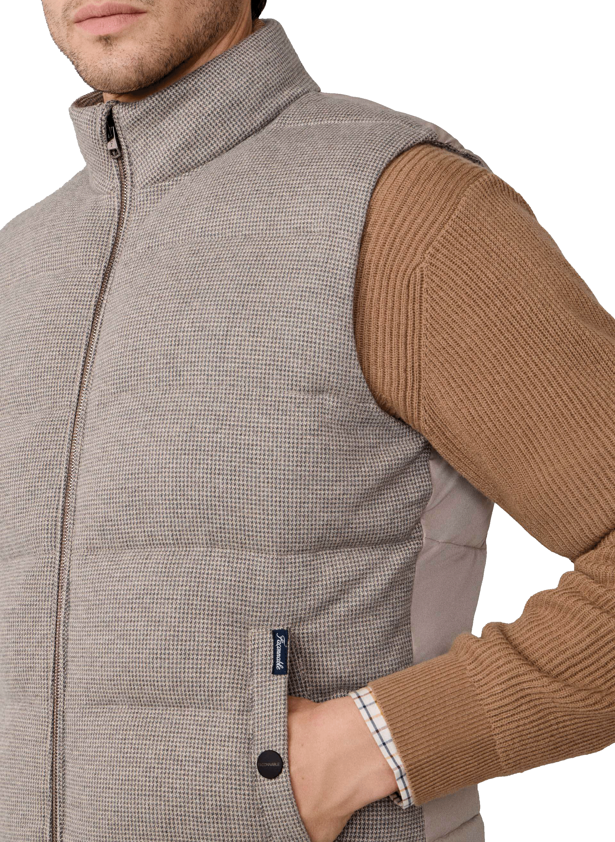 Veste sans manche matelassée à motif pied-de-poule FACONNABLE Marron