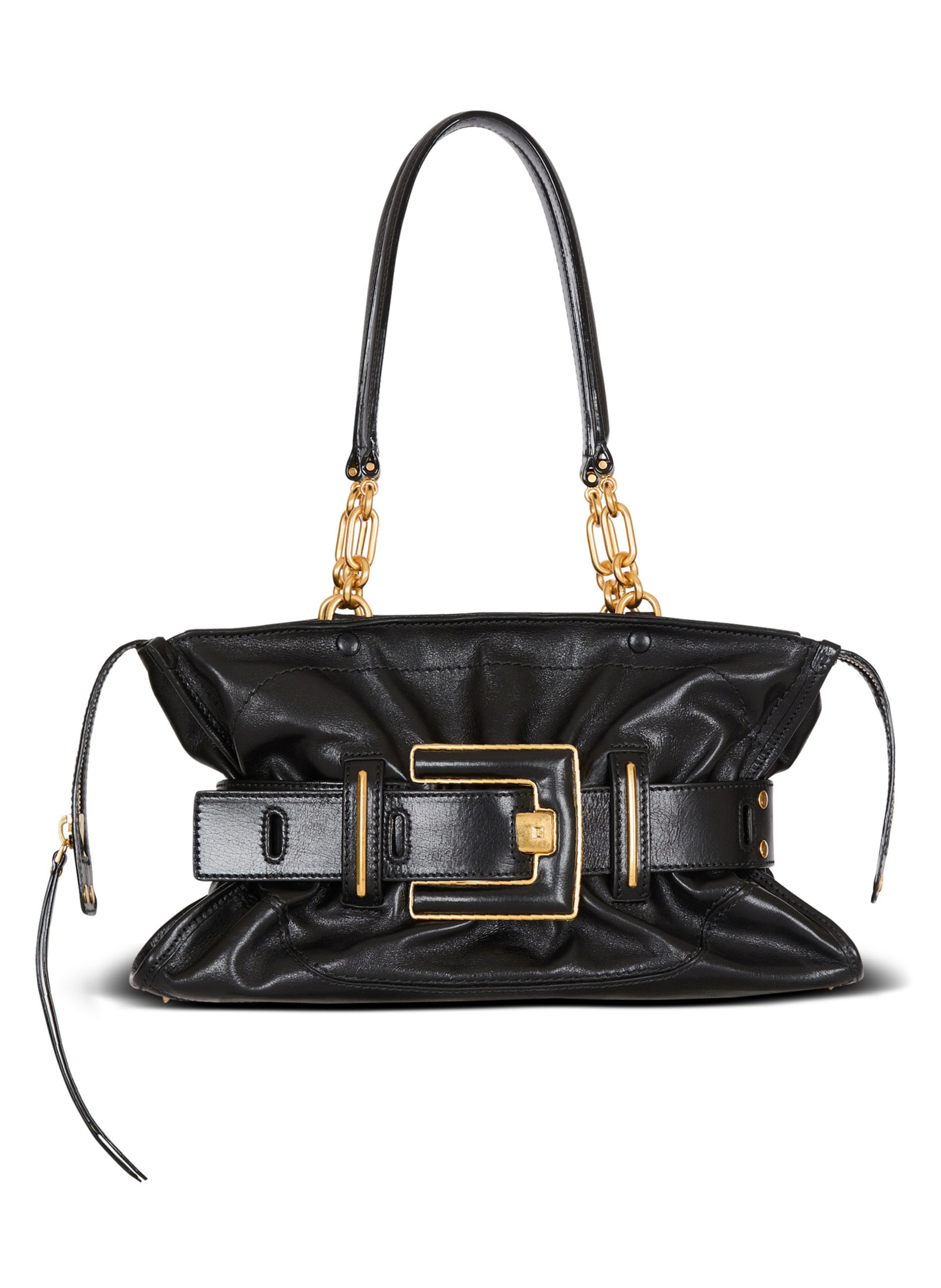 Sac anthem en cuir de veau BALMAIN Noir