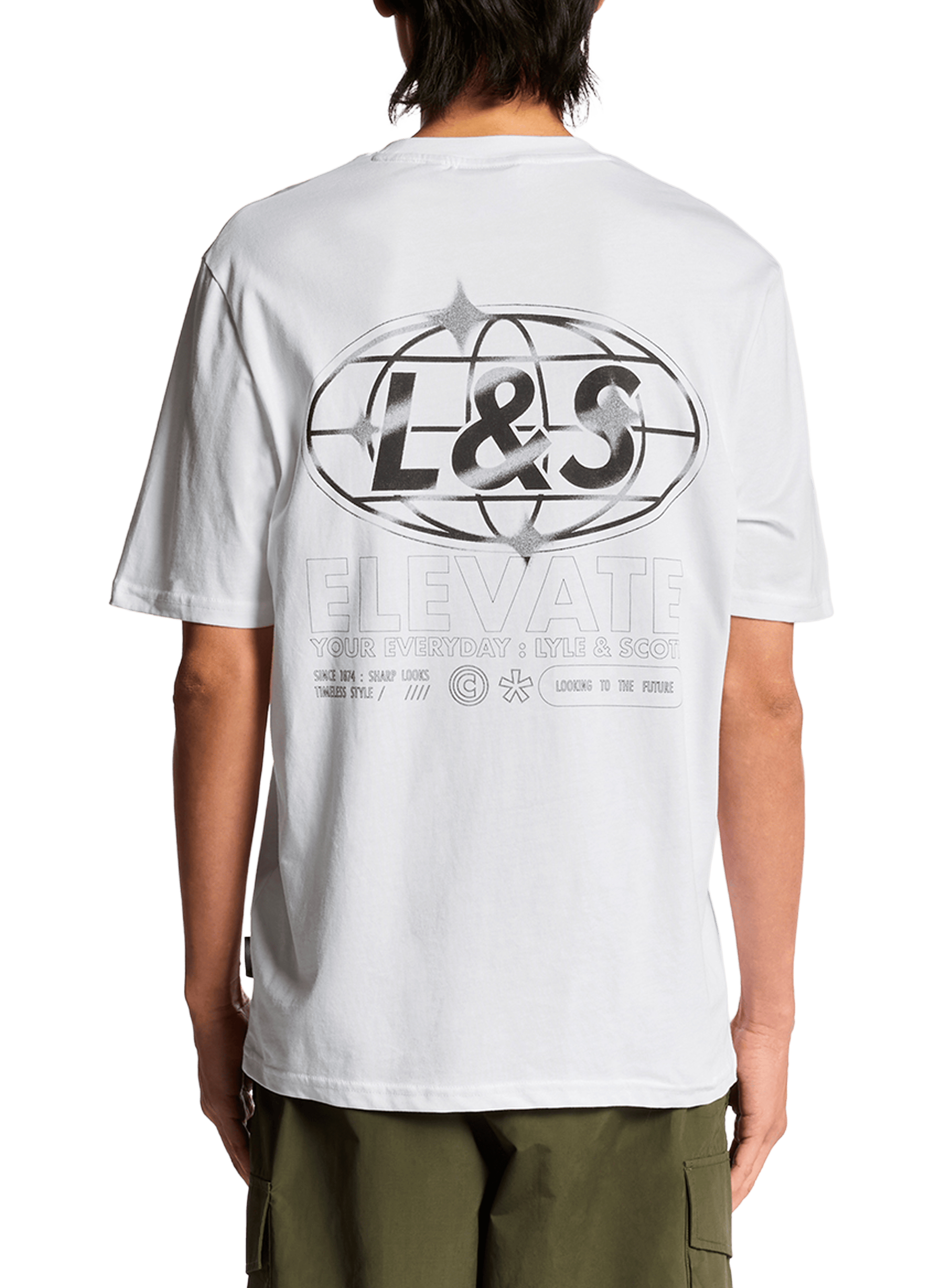 T-shirt imprimé à col rond en coton LYLE & SCOTT Blanc