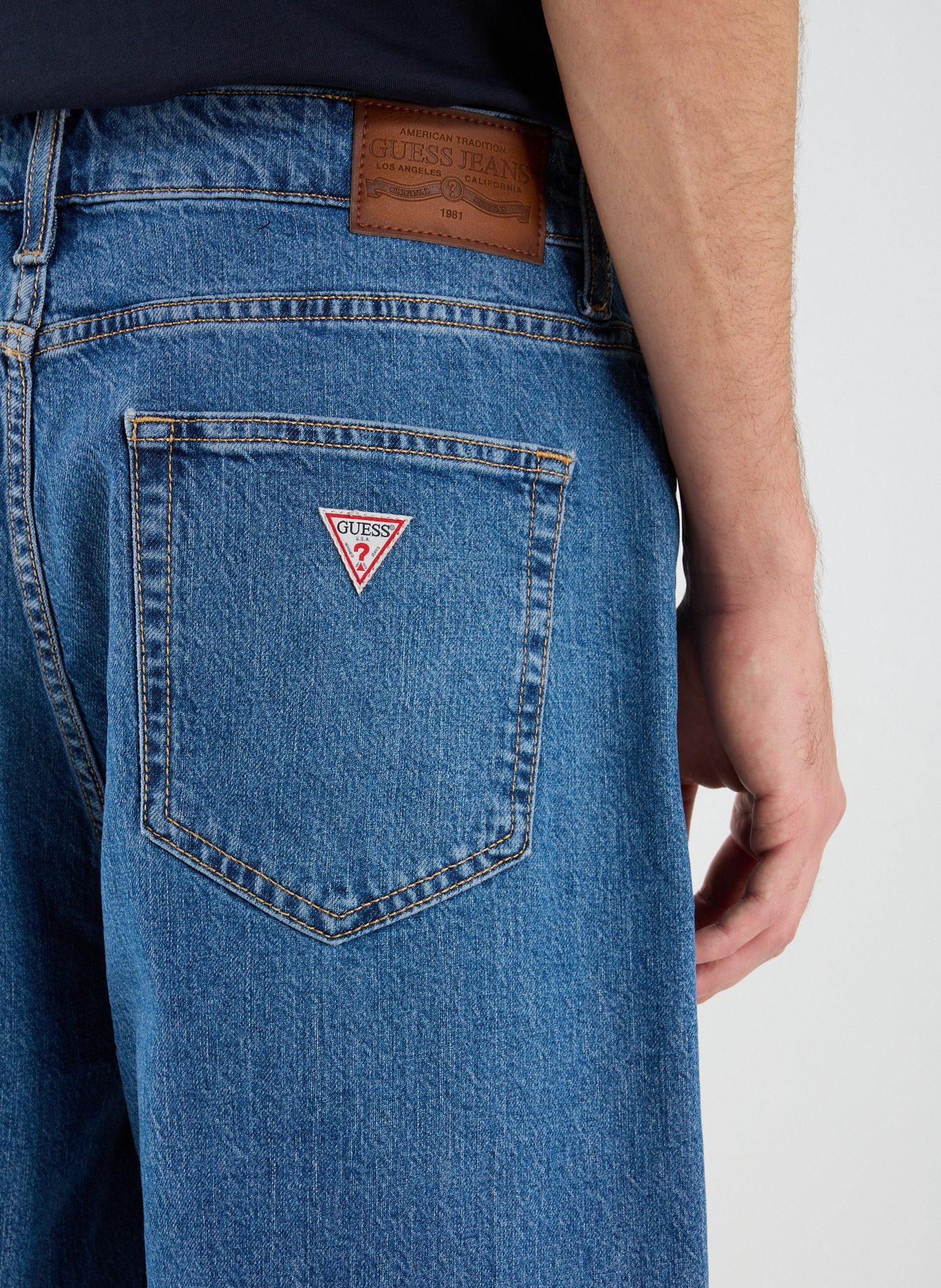 Straight leg denim shorts GUESS Blue