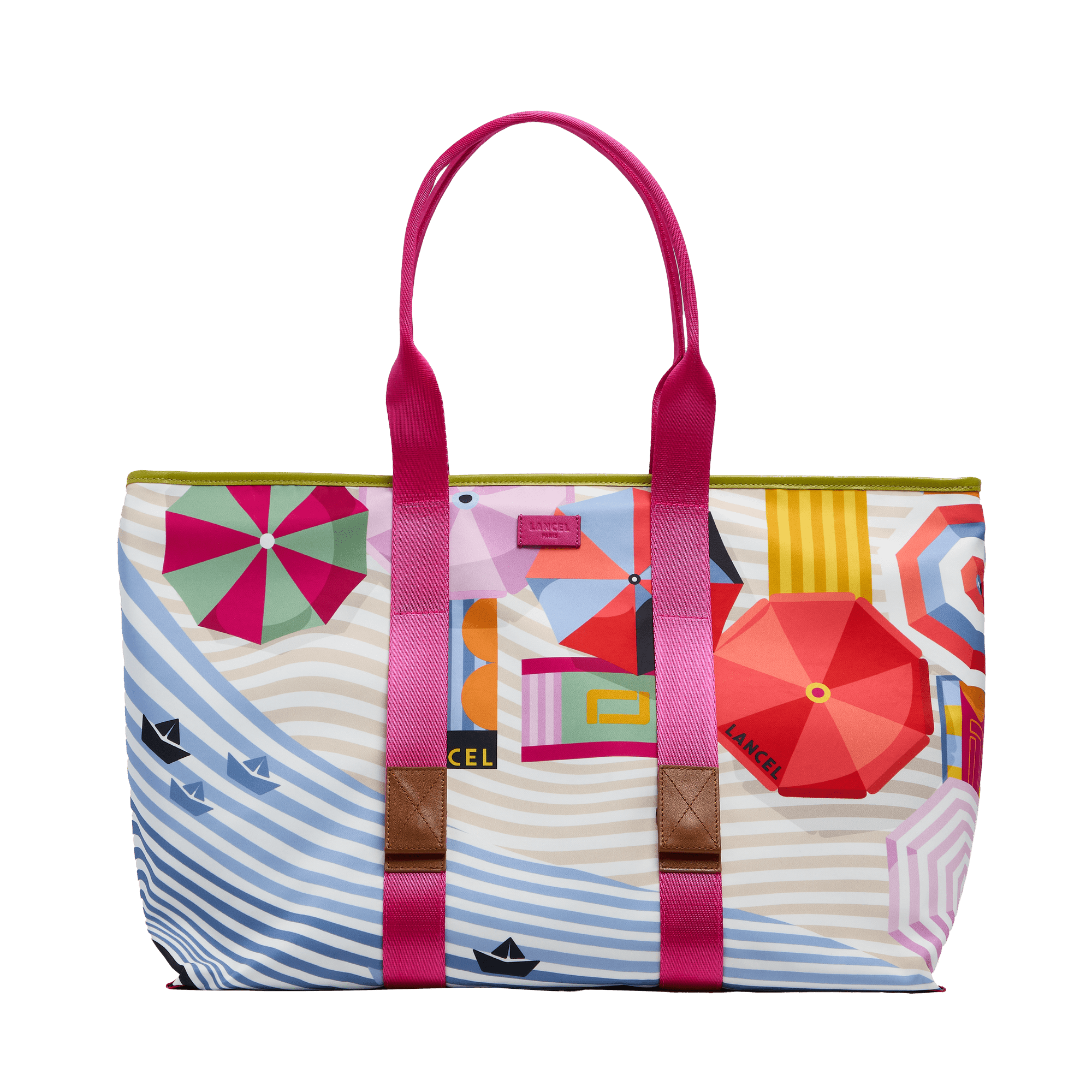 Sac cabas zippé l mistral rollable de lancel en nylon LANCEL Rose