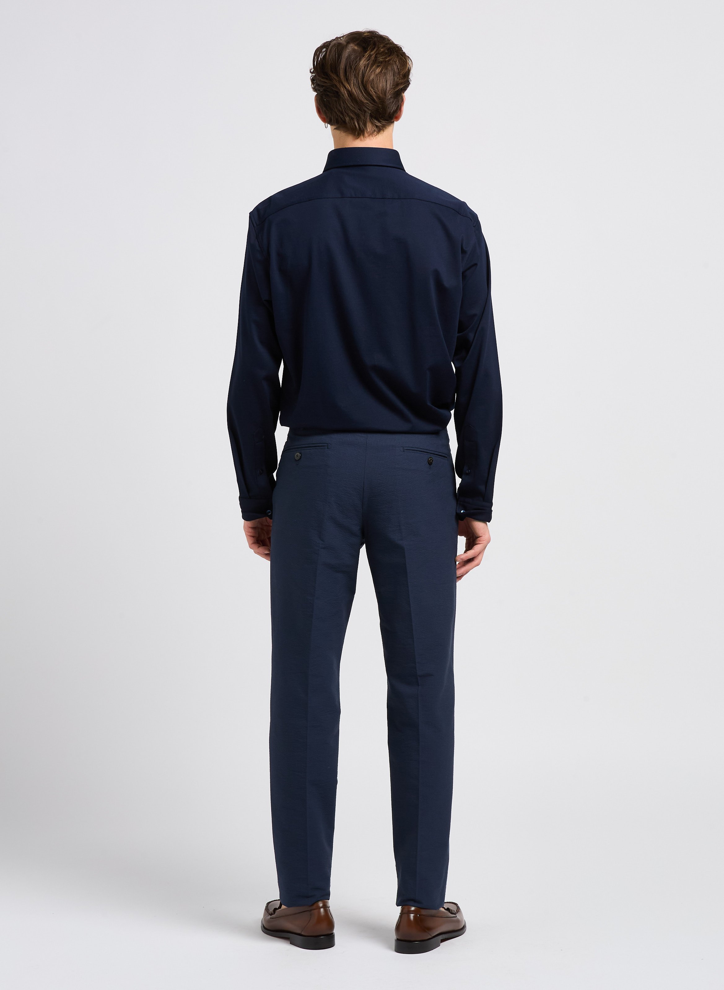 Chemise regular-fit à col classique en coton mélangé BOSS Bleu