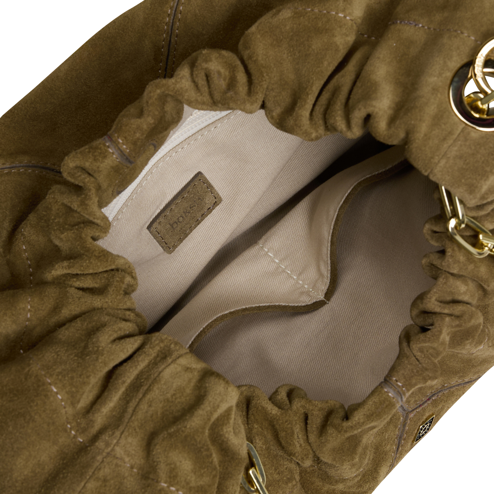 Sac bandoulière tote en cuir velours june tote BA&SH Kaki