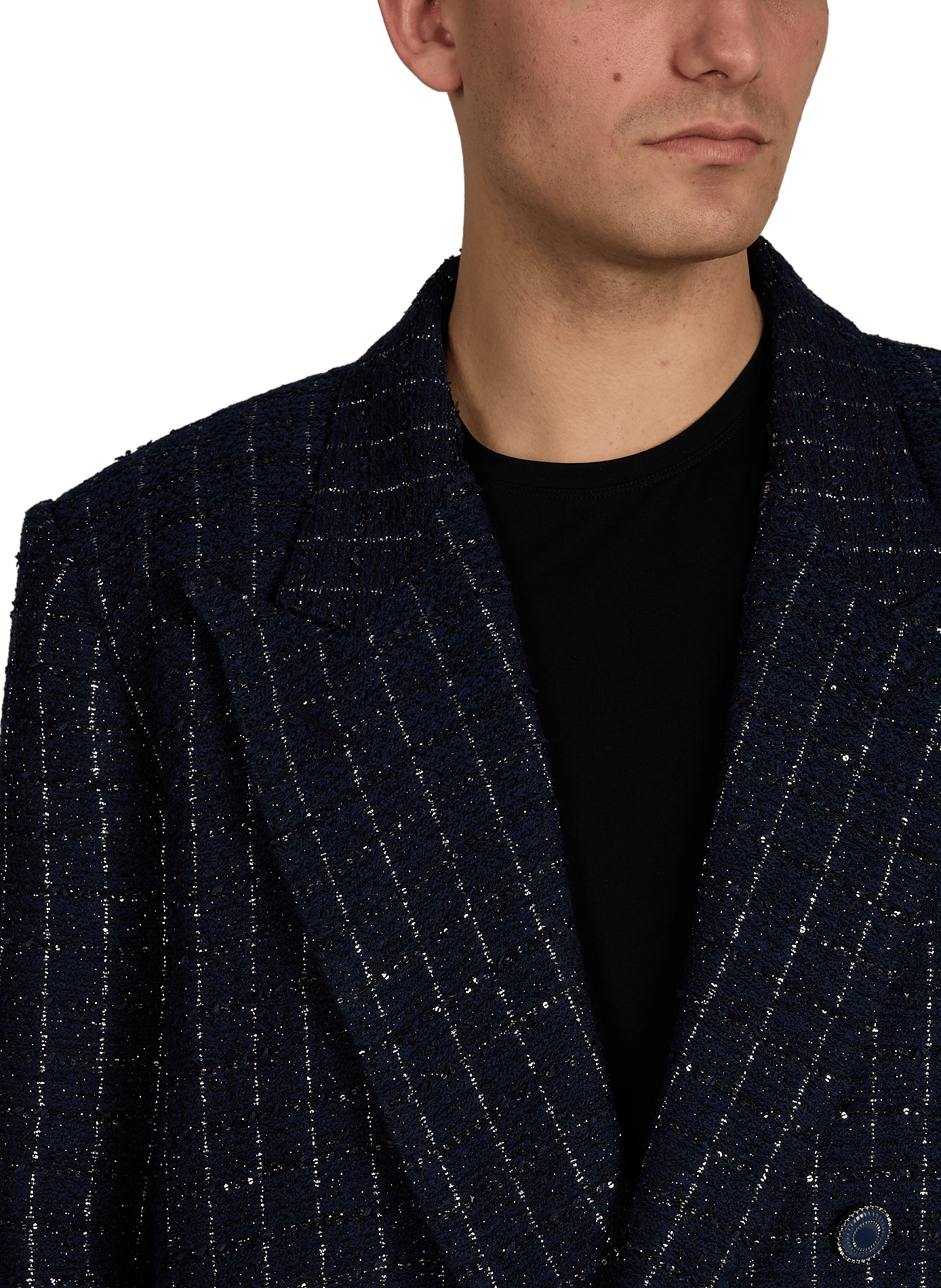Long checkered coat in blended cotton BENJAMIN BENMOYAL Blue