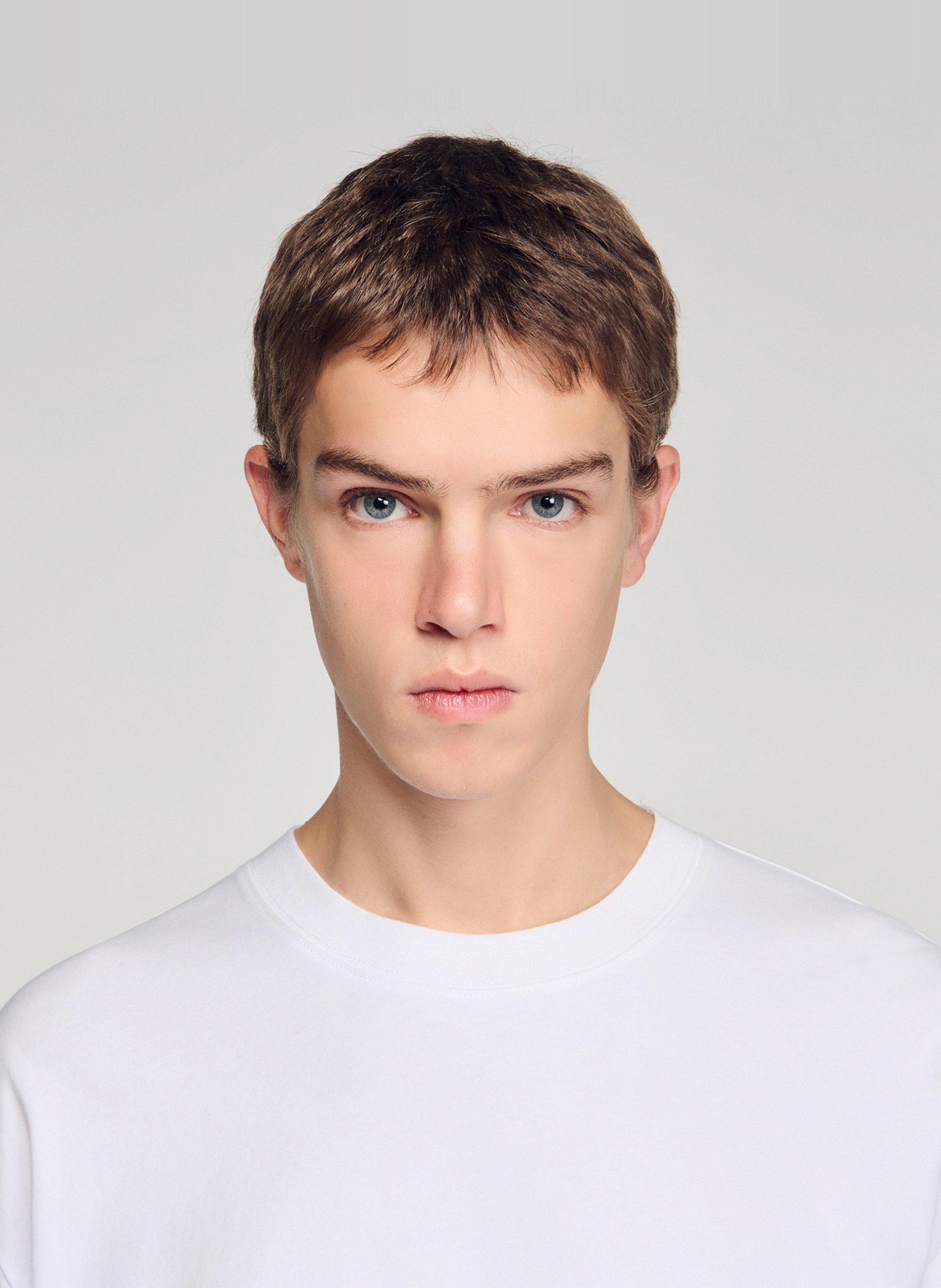 Tee-shirt col rond en coton SANDRO Blanc