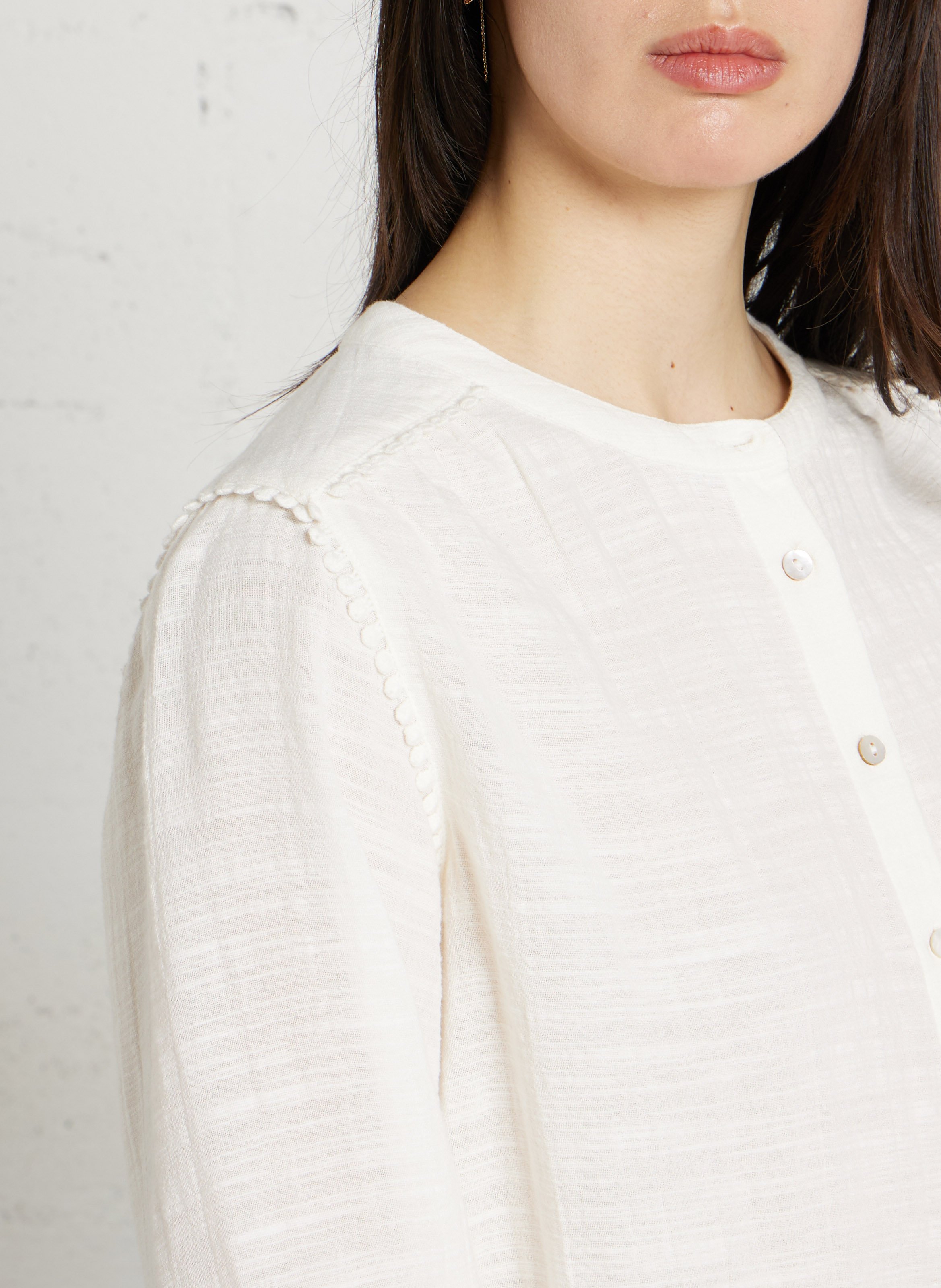 Chemise col rond en coton dalia MAISON 123 Beige