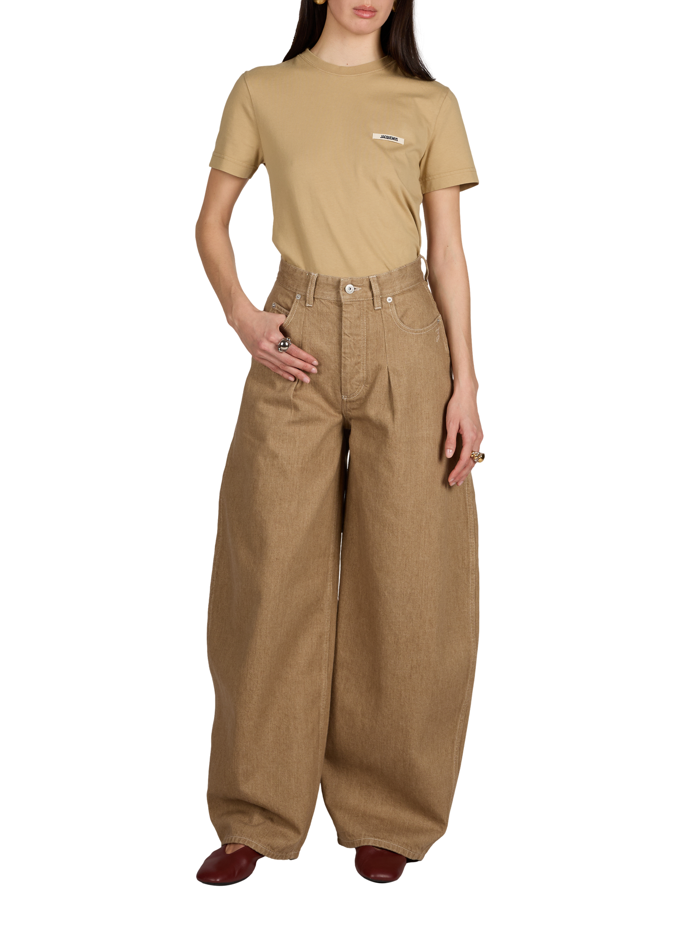 Denim Ovalo Cotton Jeans JACQUEMUS Beige