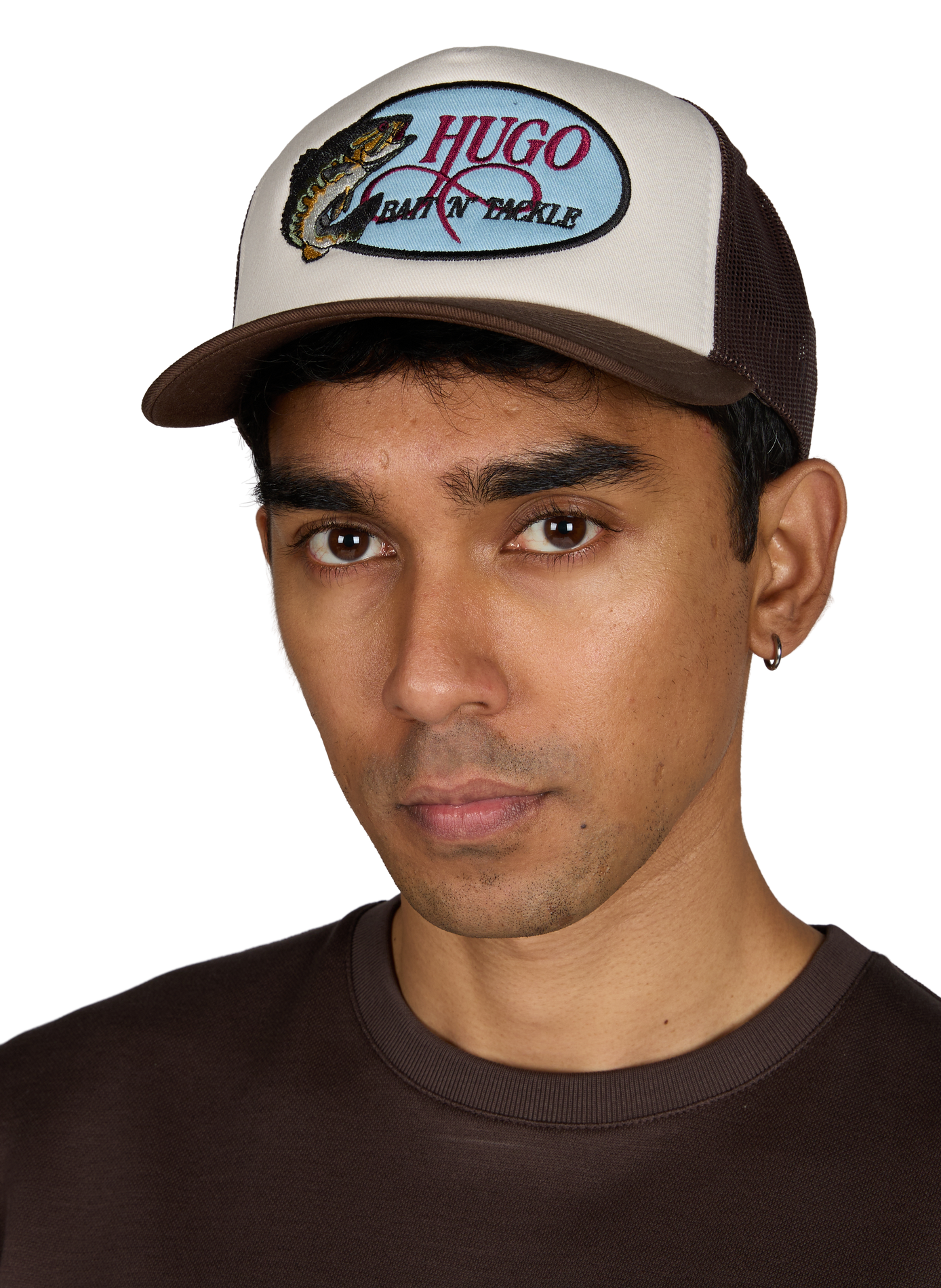 Embroidered cotton baseball cap HUGO BLUE Beige