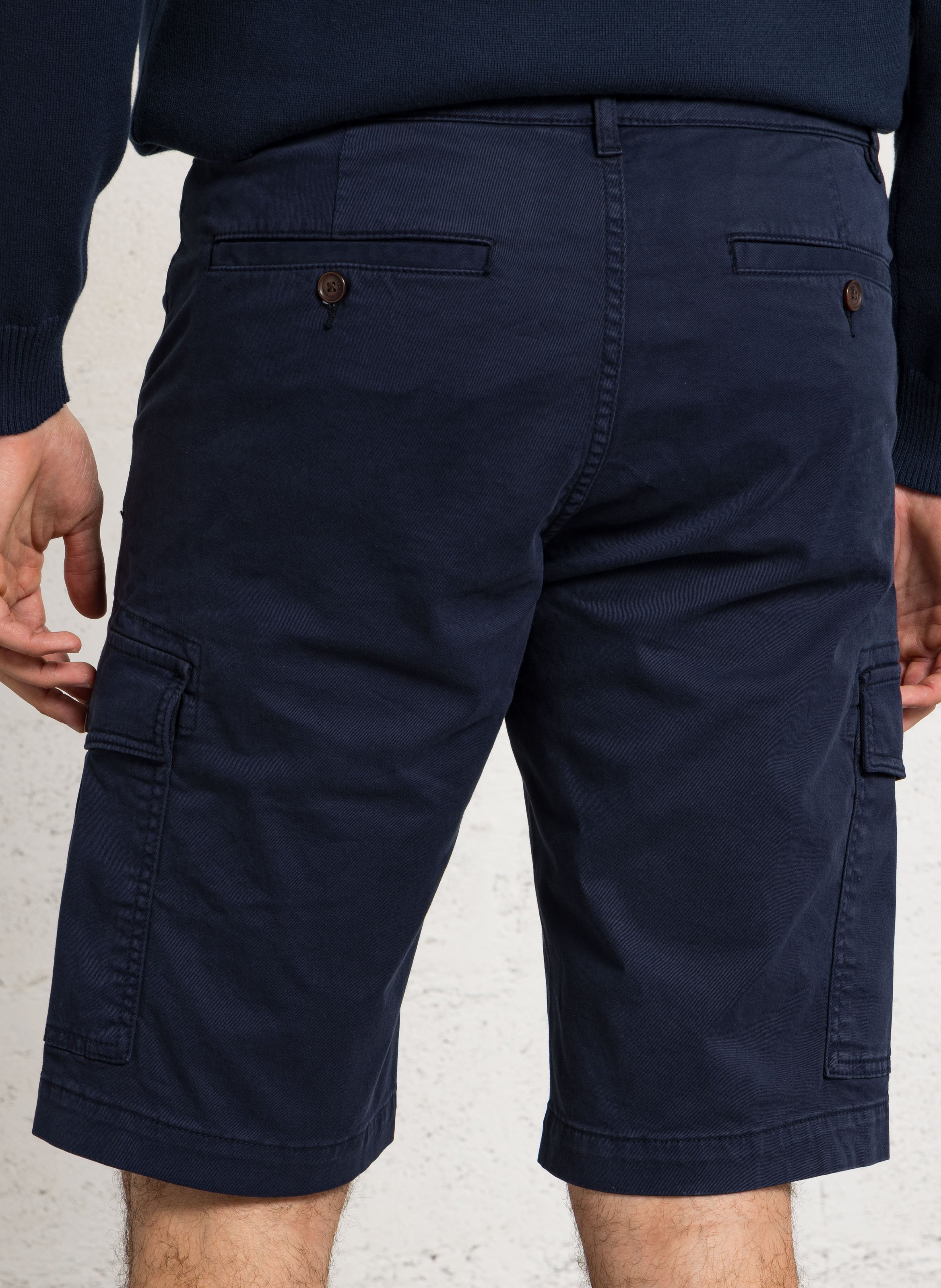 Bermuda cargo droit uni à poches ARMOR-LUX Bleu